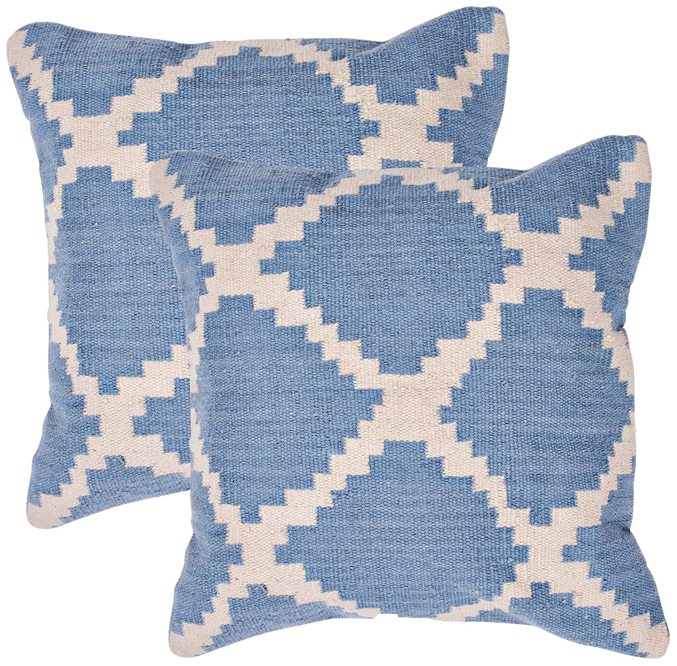 Cadiz Textural Sky Blue and Ivory 18" Throw Pillow