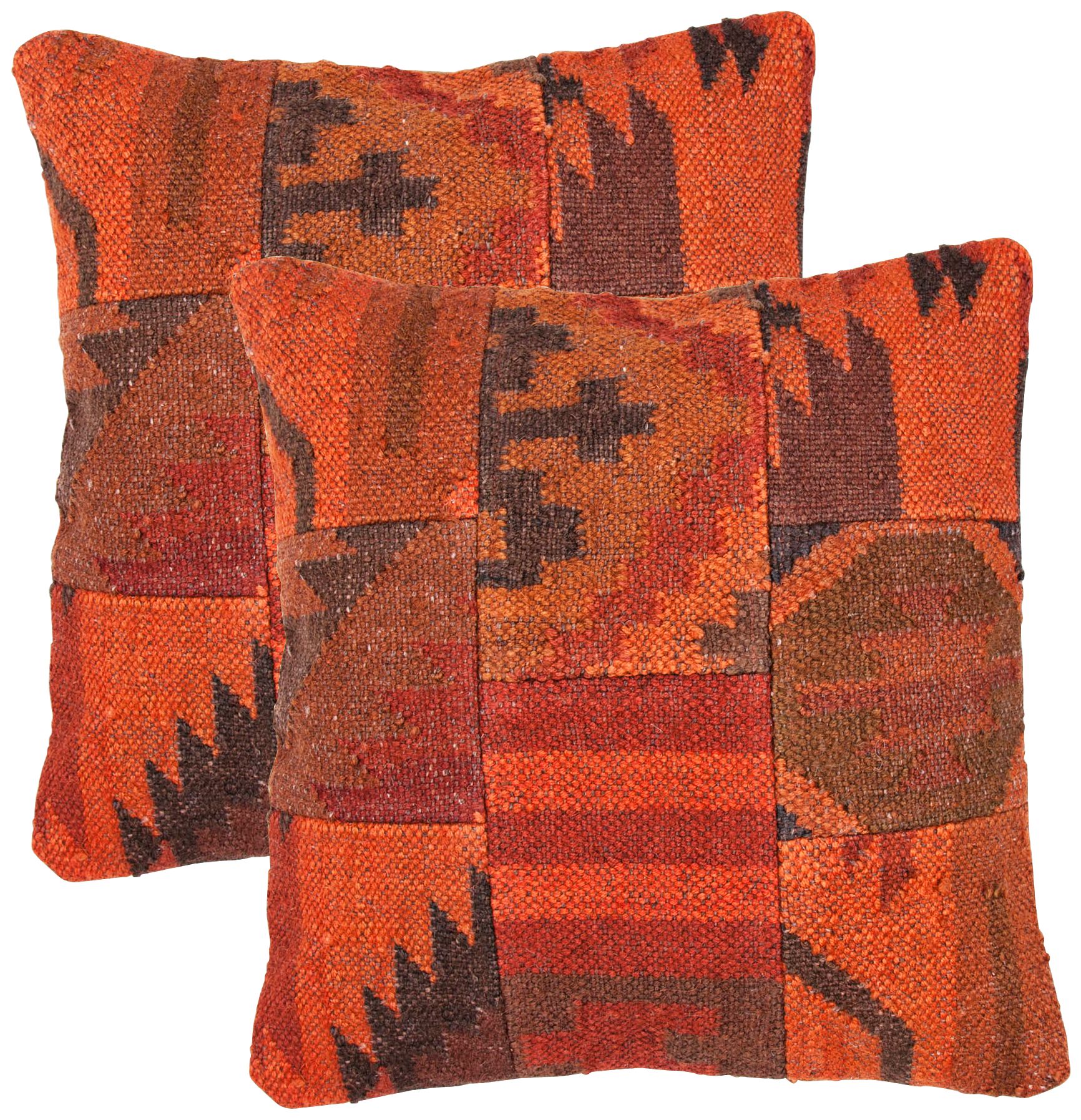 Bedouin Textural Red and Orange 18" Square Throw Pillow