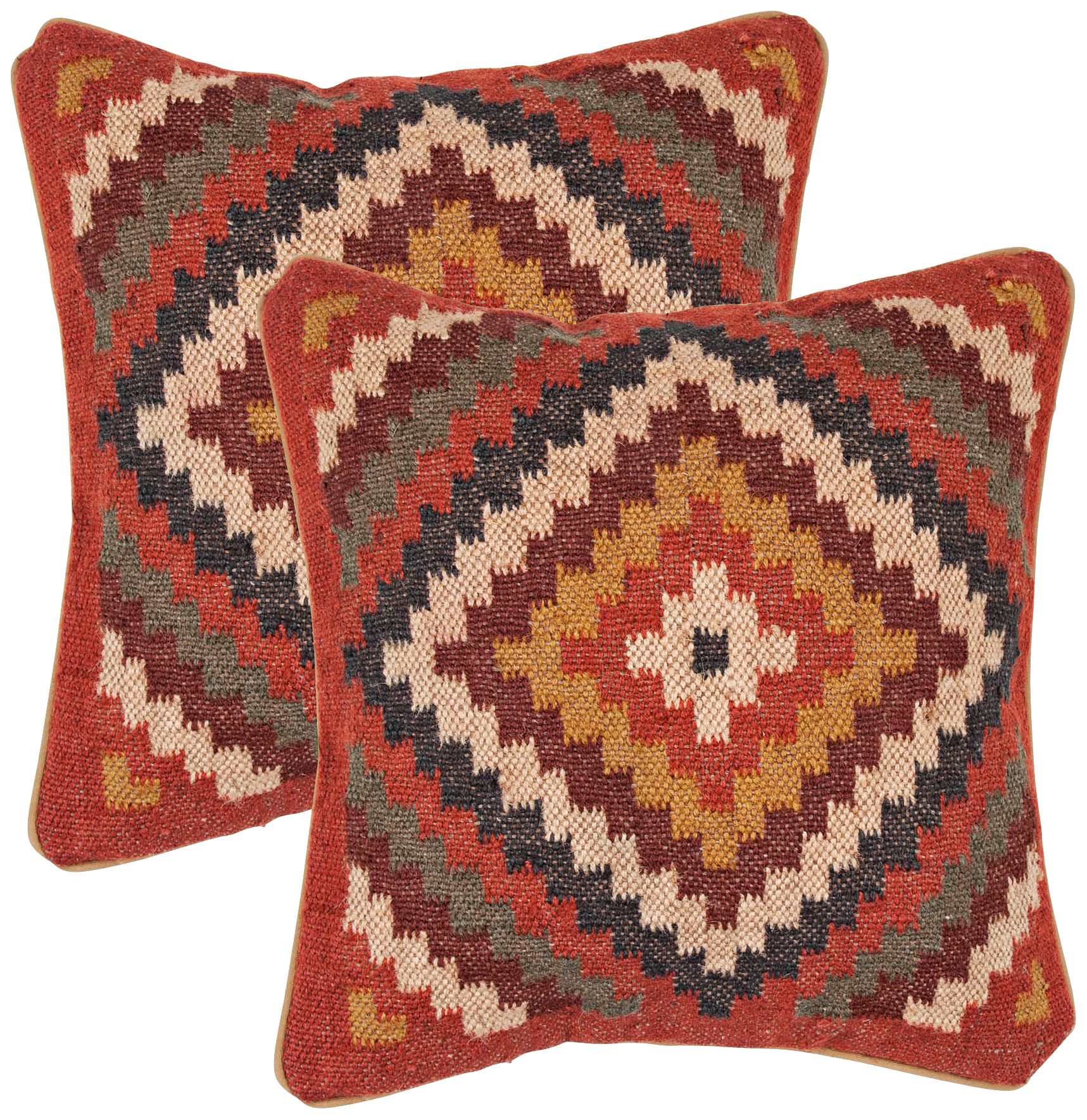 Bedouin Textural Red 18" Square Throw Pillow