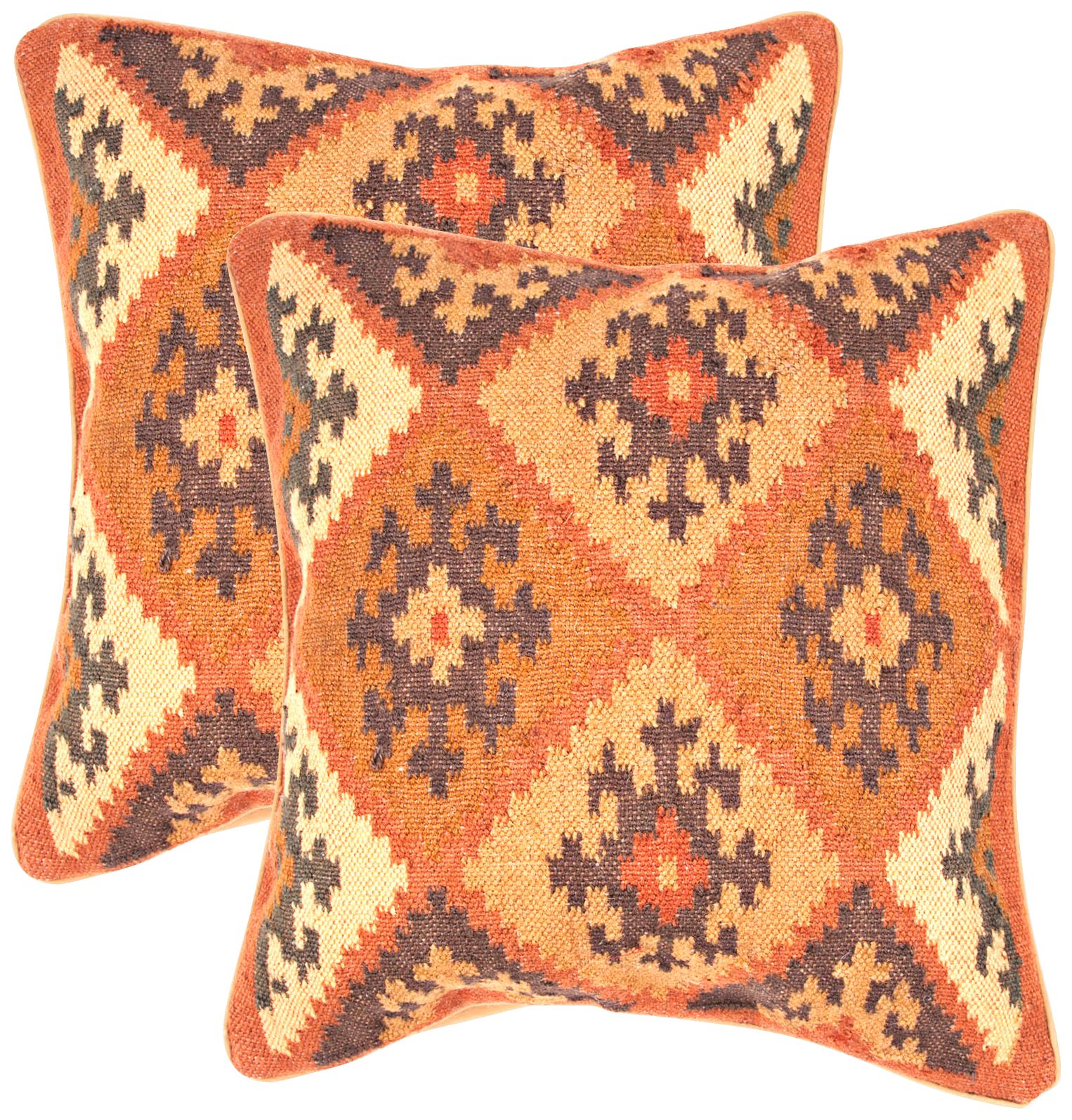 Bedouin Textural Ochre and Cocoa 18" Throw Pillow