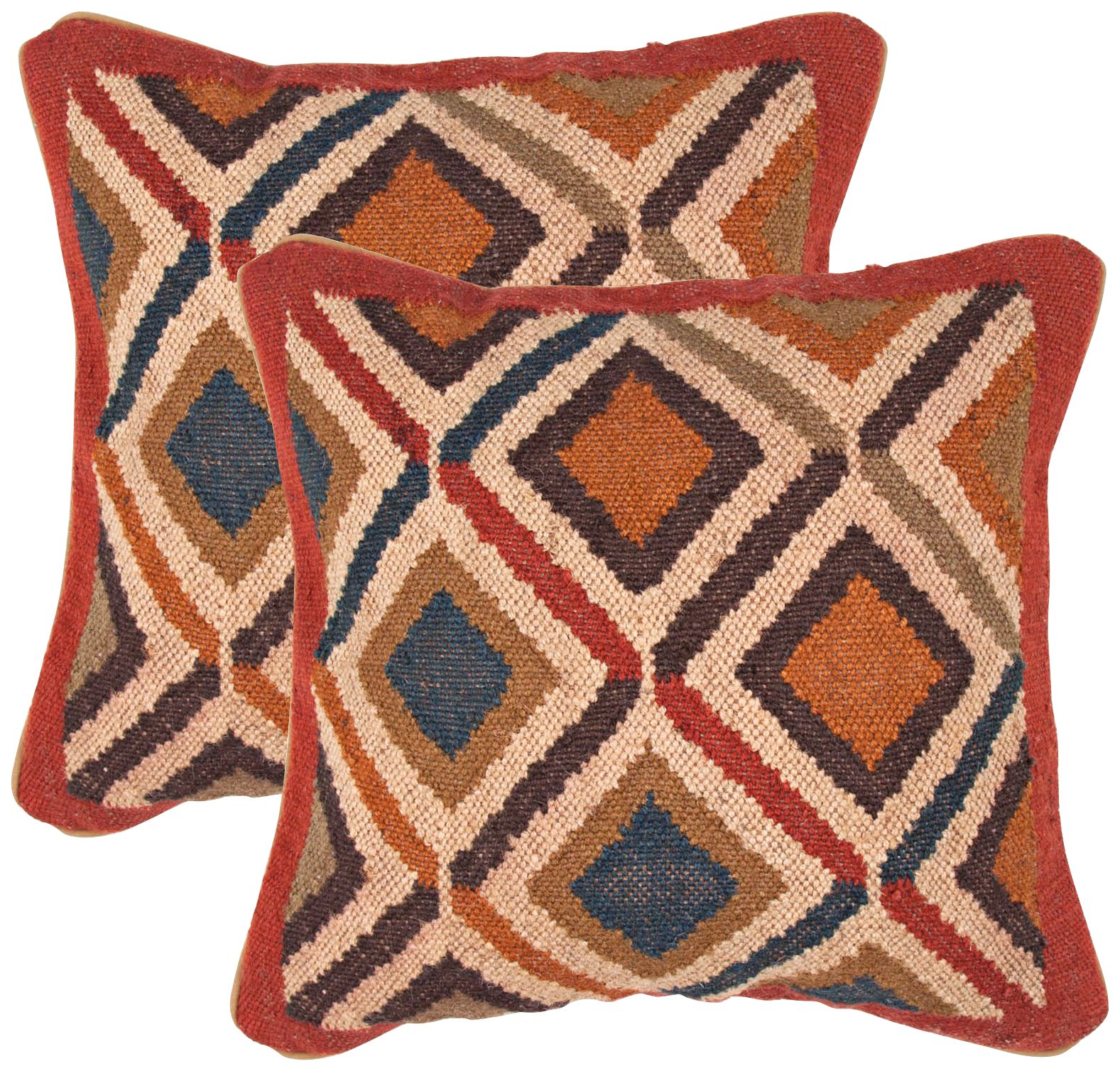 Bedouin Textural Earth Hues and Indigo 18" Throw Pillow
