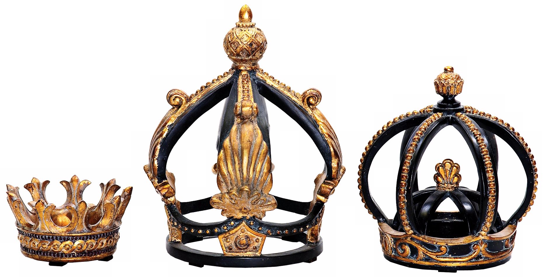 Set of 3 Crown Decorative Accents