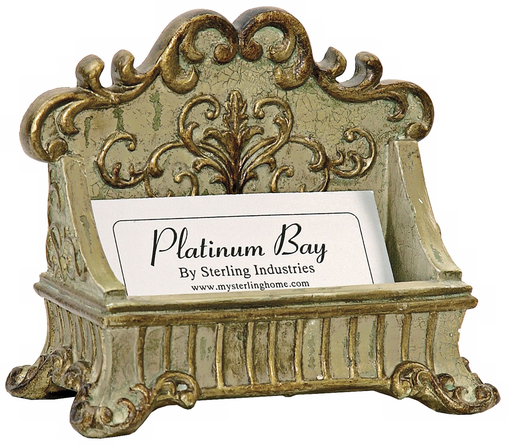 Sterling Lucinda Scroll Desk Card Holder Desk