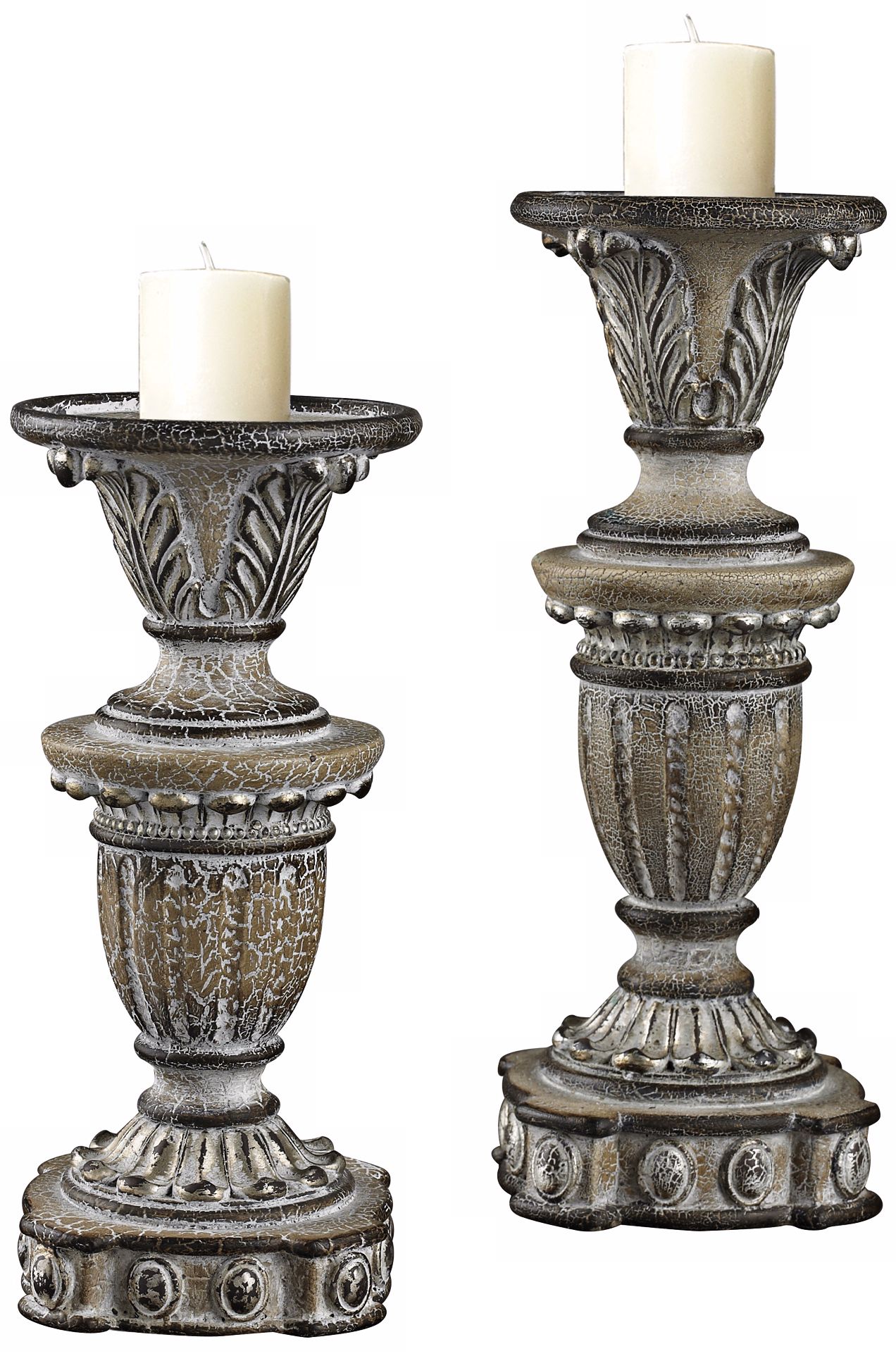 Set of 2 Imperial Taupe Candle Holders