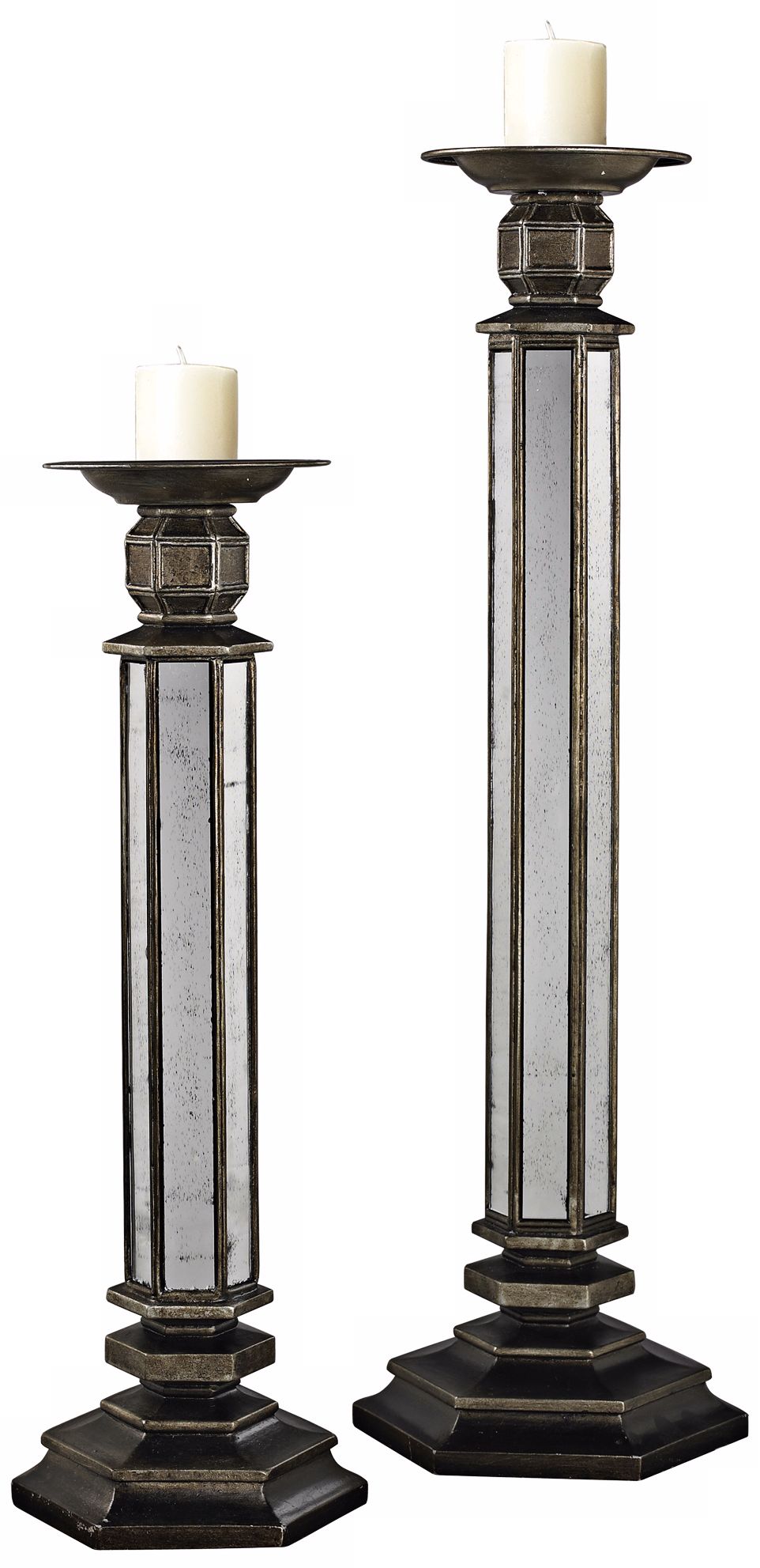Set of 2 Mirrored Candle Holders