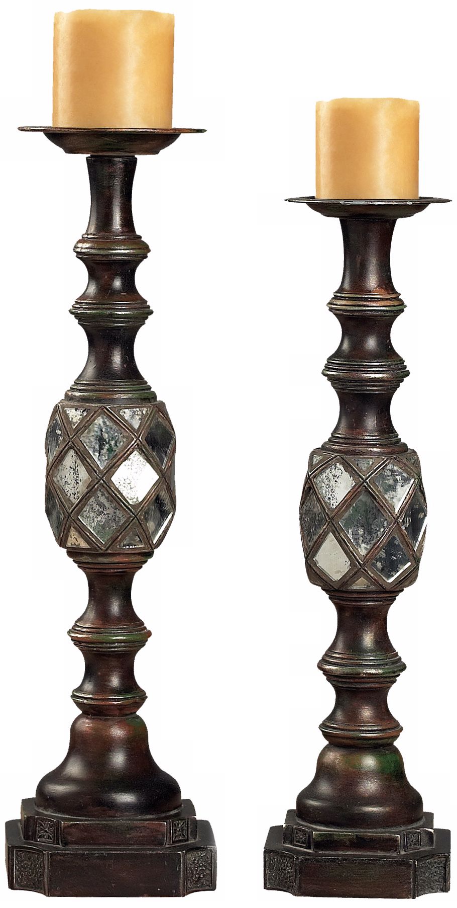 Set of 2 Rabat Mirrored Candle Holders