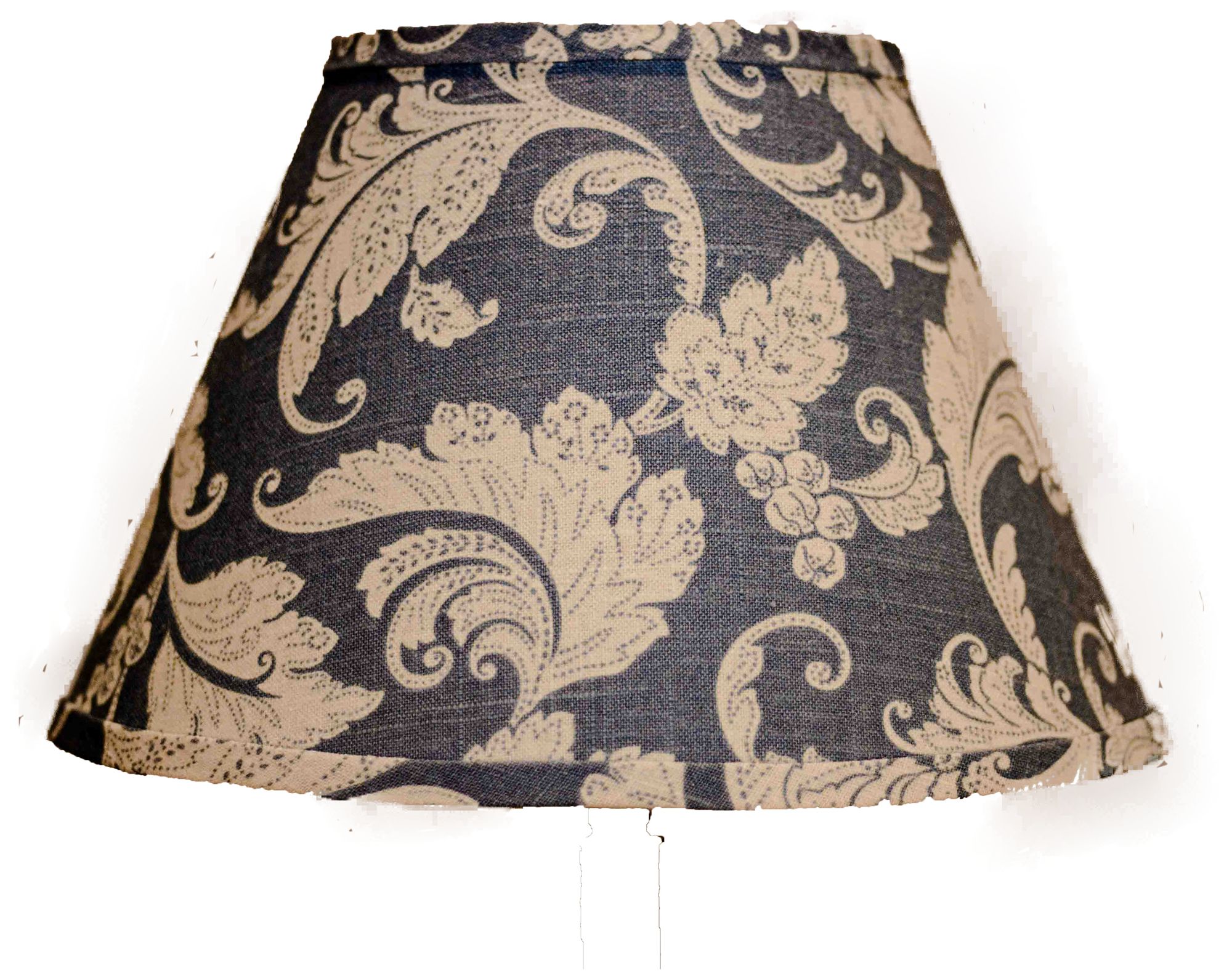 Cream Leaves On Blue Lamp Shade 8x14x10.25 (Spider)
