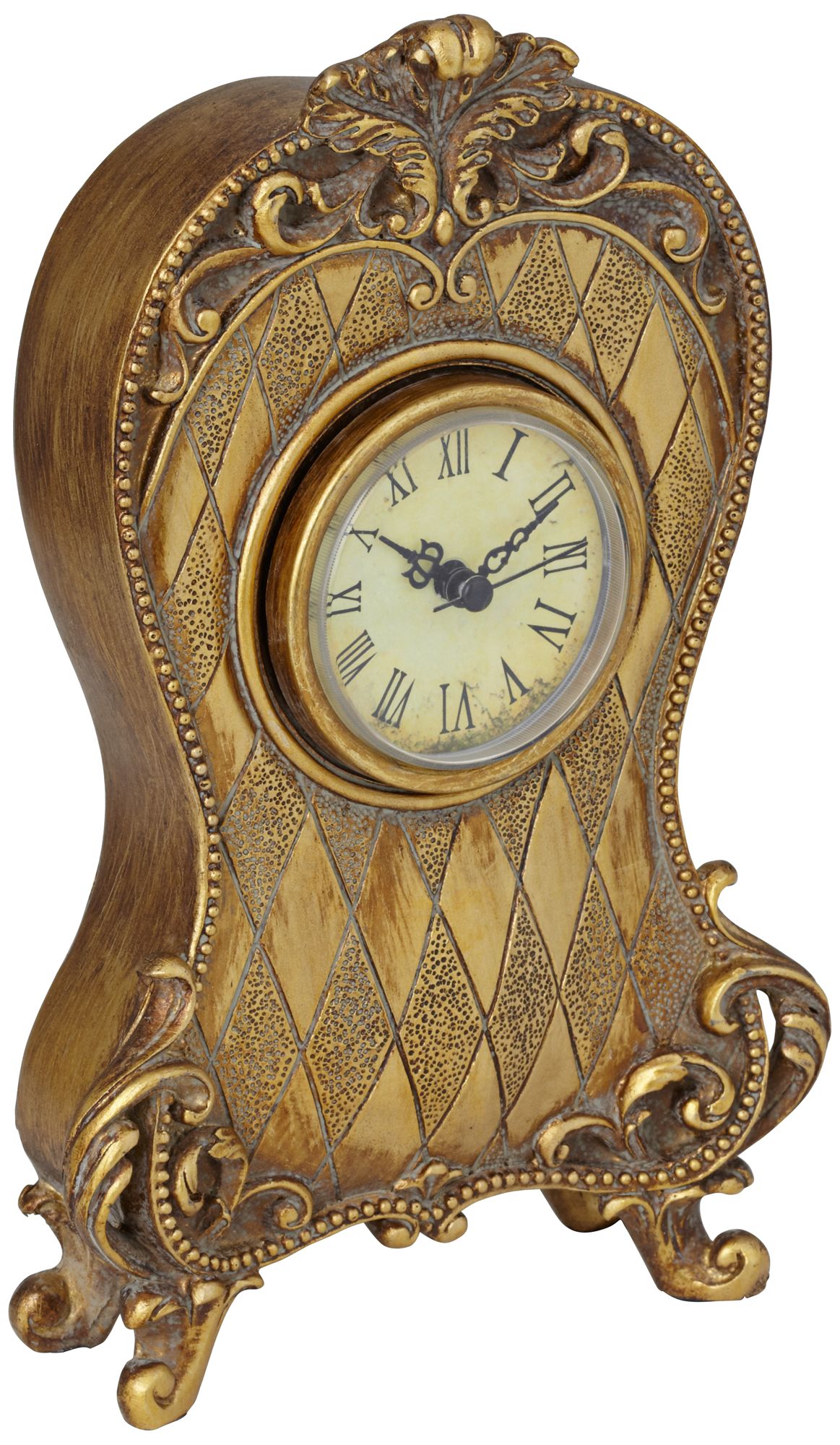 Antique Gold Armoire Table Clock
