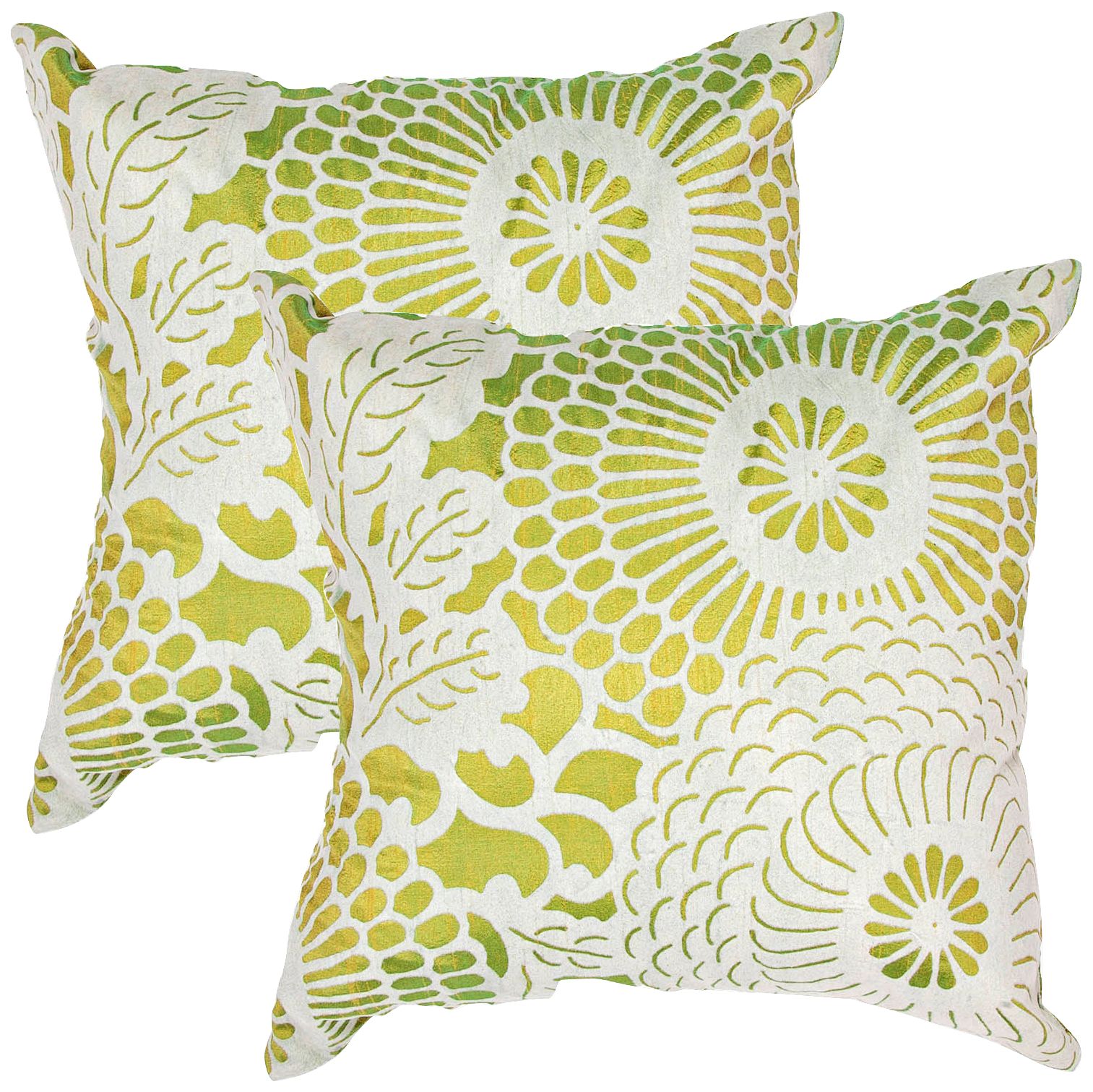 Textural Palm Green Flora 18" Square Throw Pillow