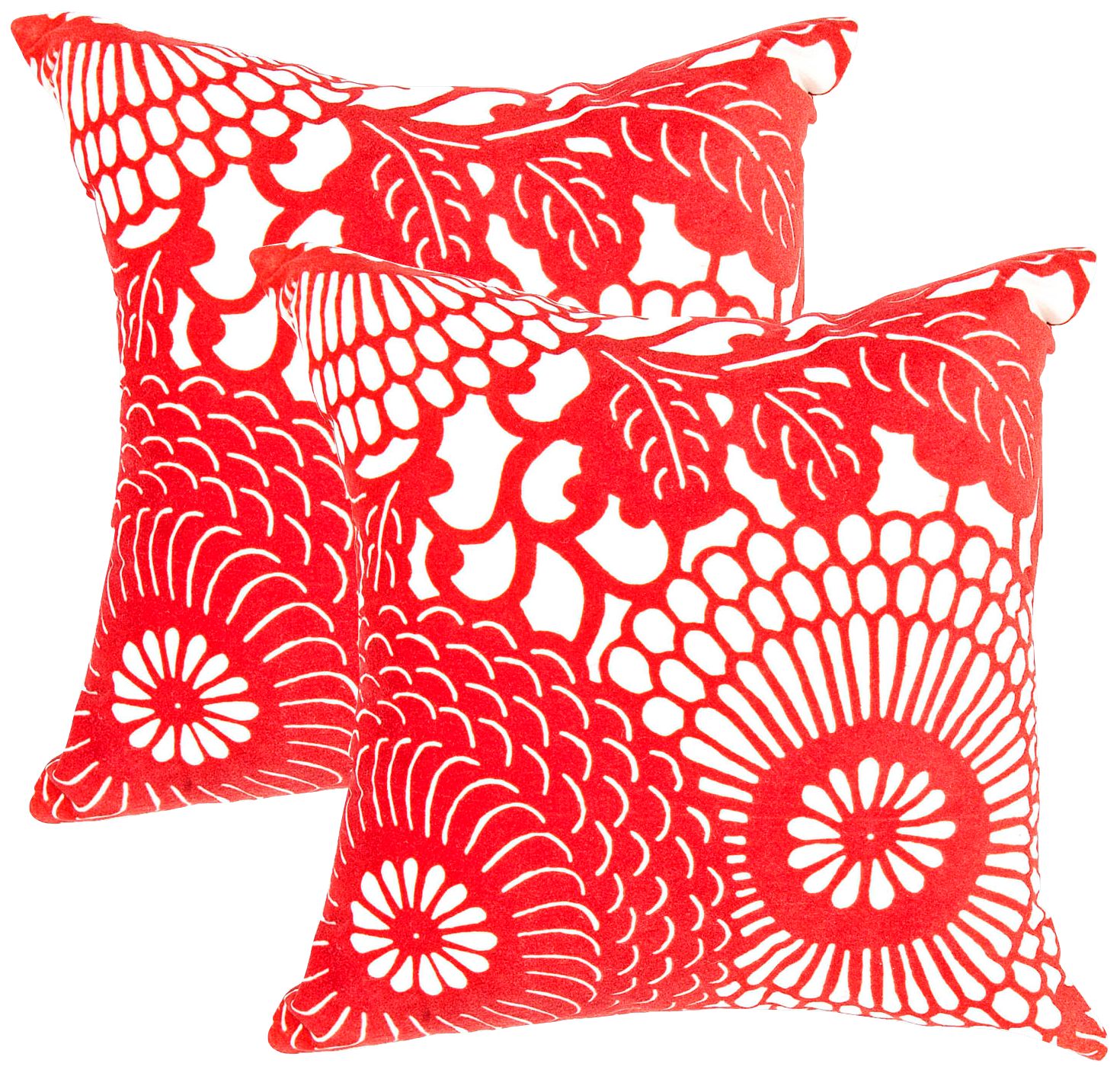 Textural Poppy and Cream 18" Square Throw Pillow