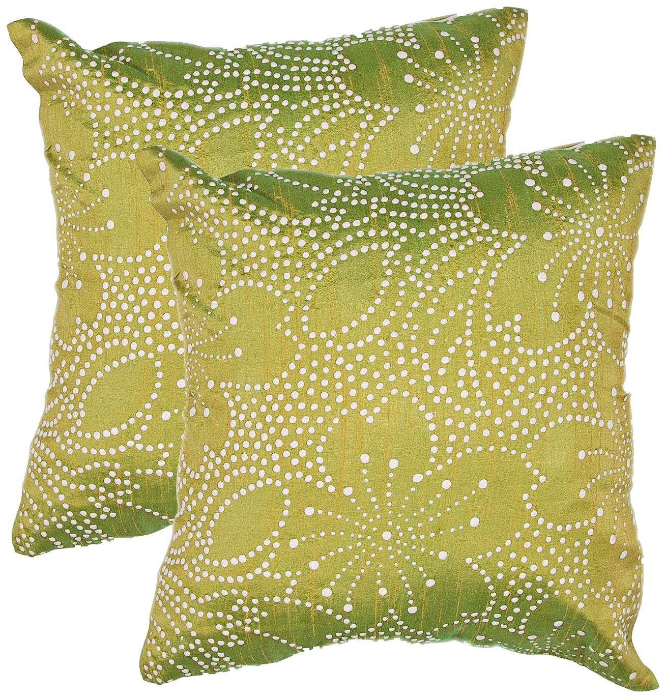 Textural Palm Green Floral Dots 18" Square Throw Pillow