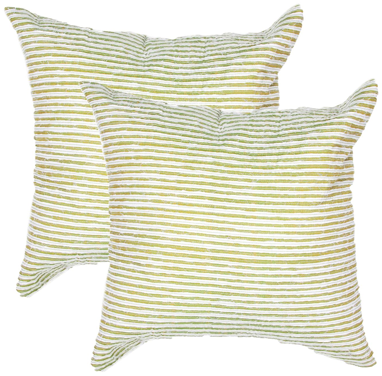 Textural Palm Green and White 18" Square Throw Pillow