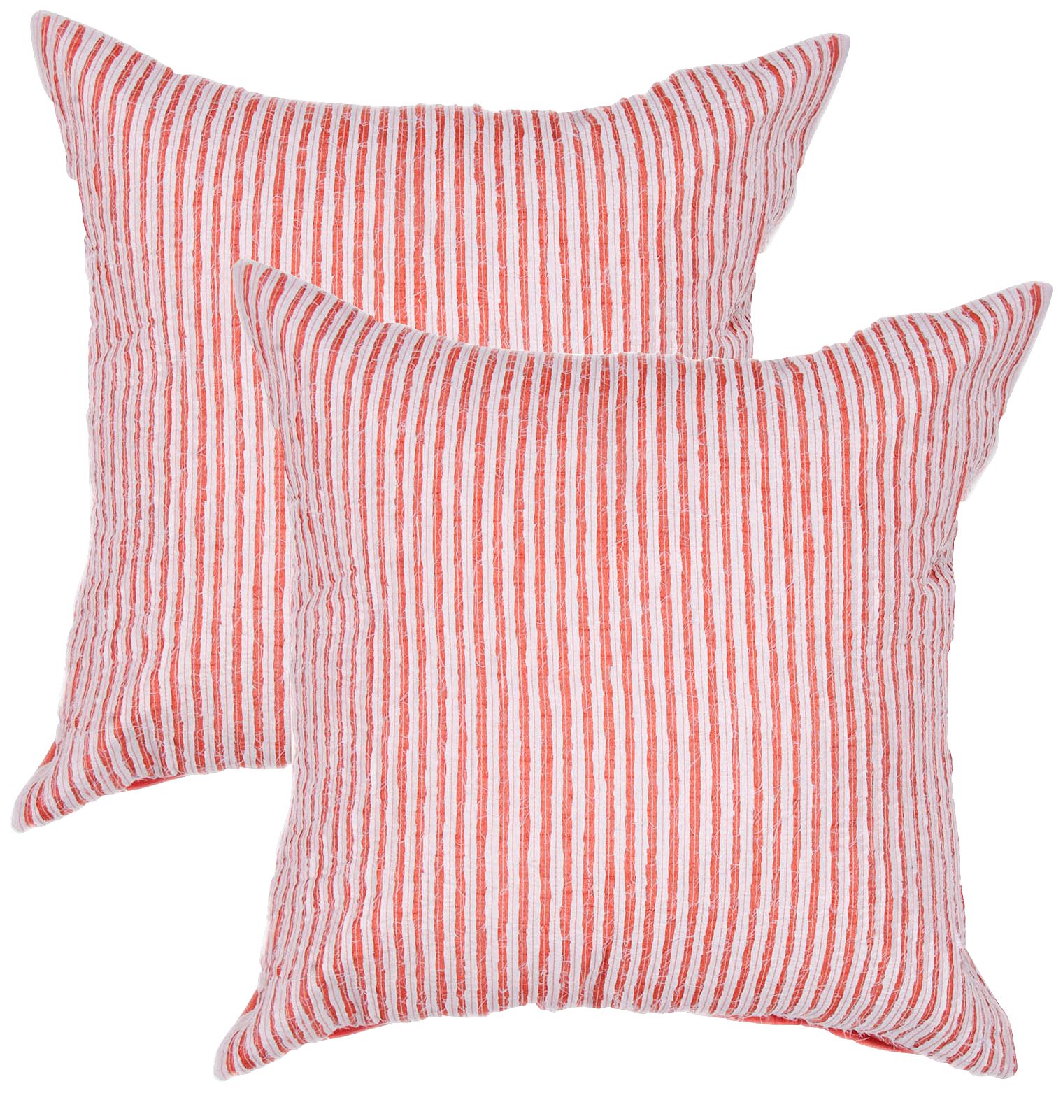 Textural Poppy and White 18" Square Throw Pillow