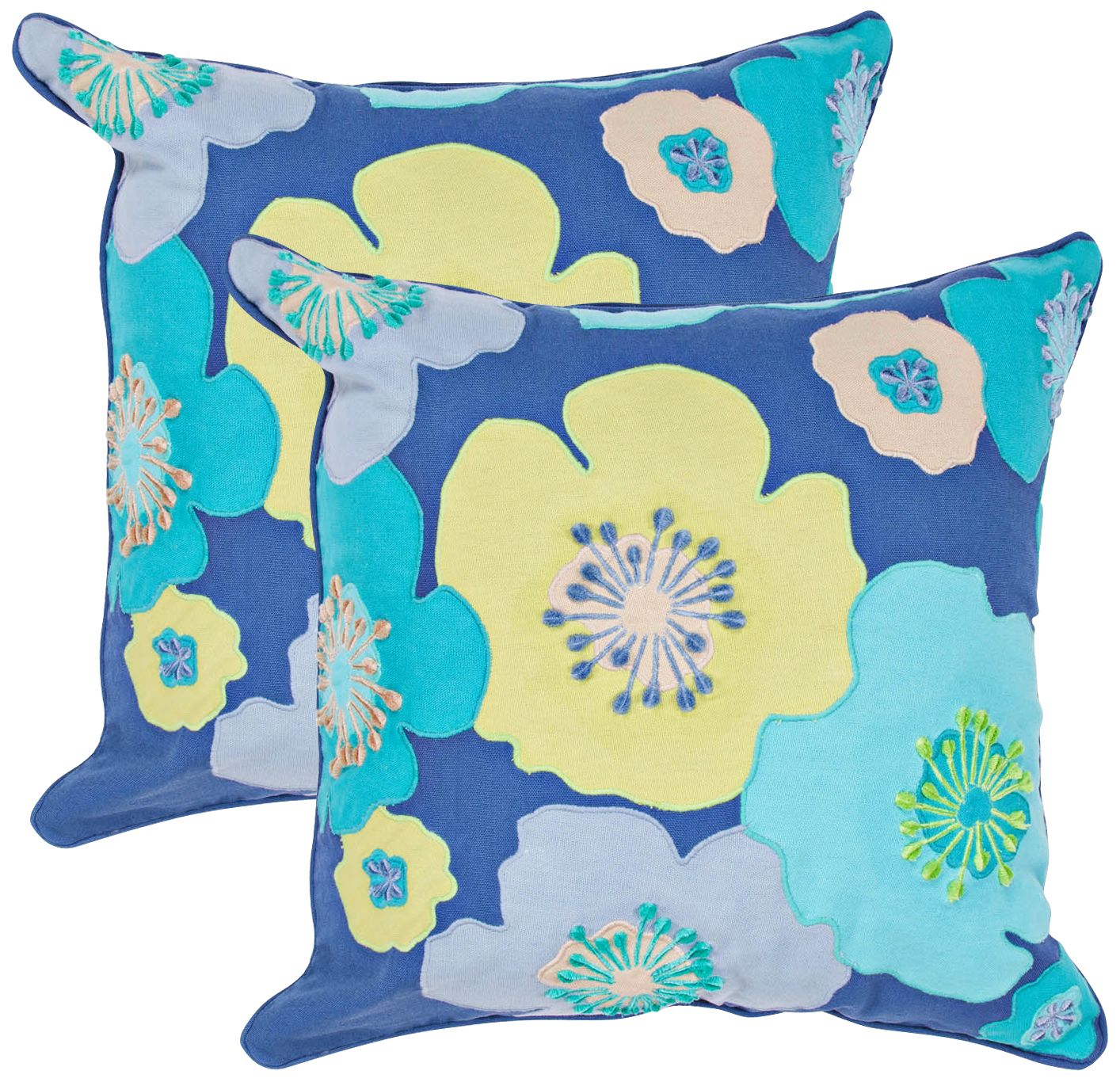 Textural Blue Multi 18" Square Throw Pillow