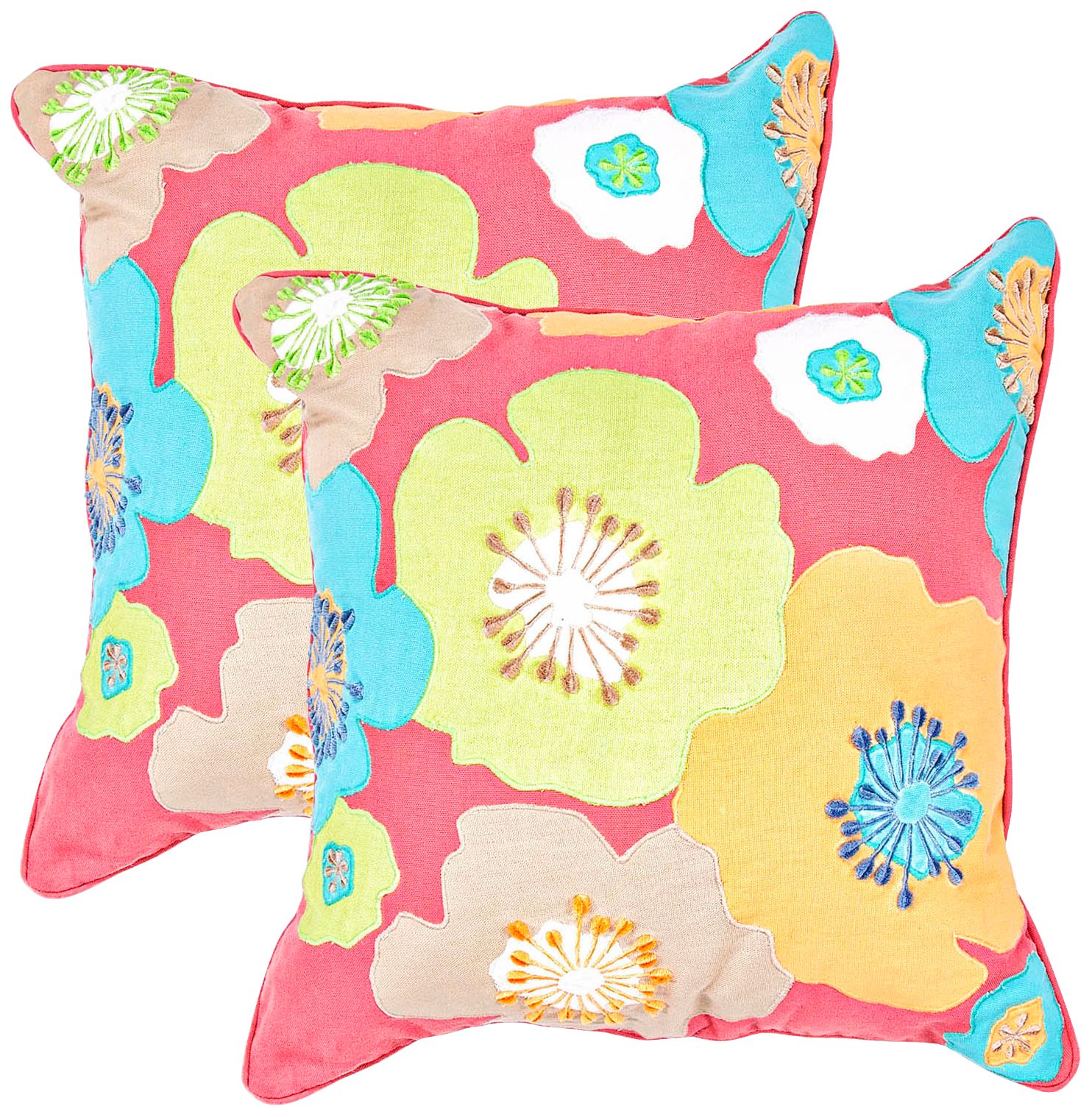 Textural Poppy Multi 18" Square Throw Pillow