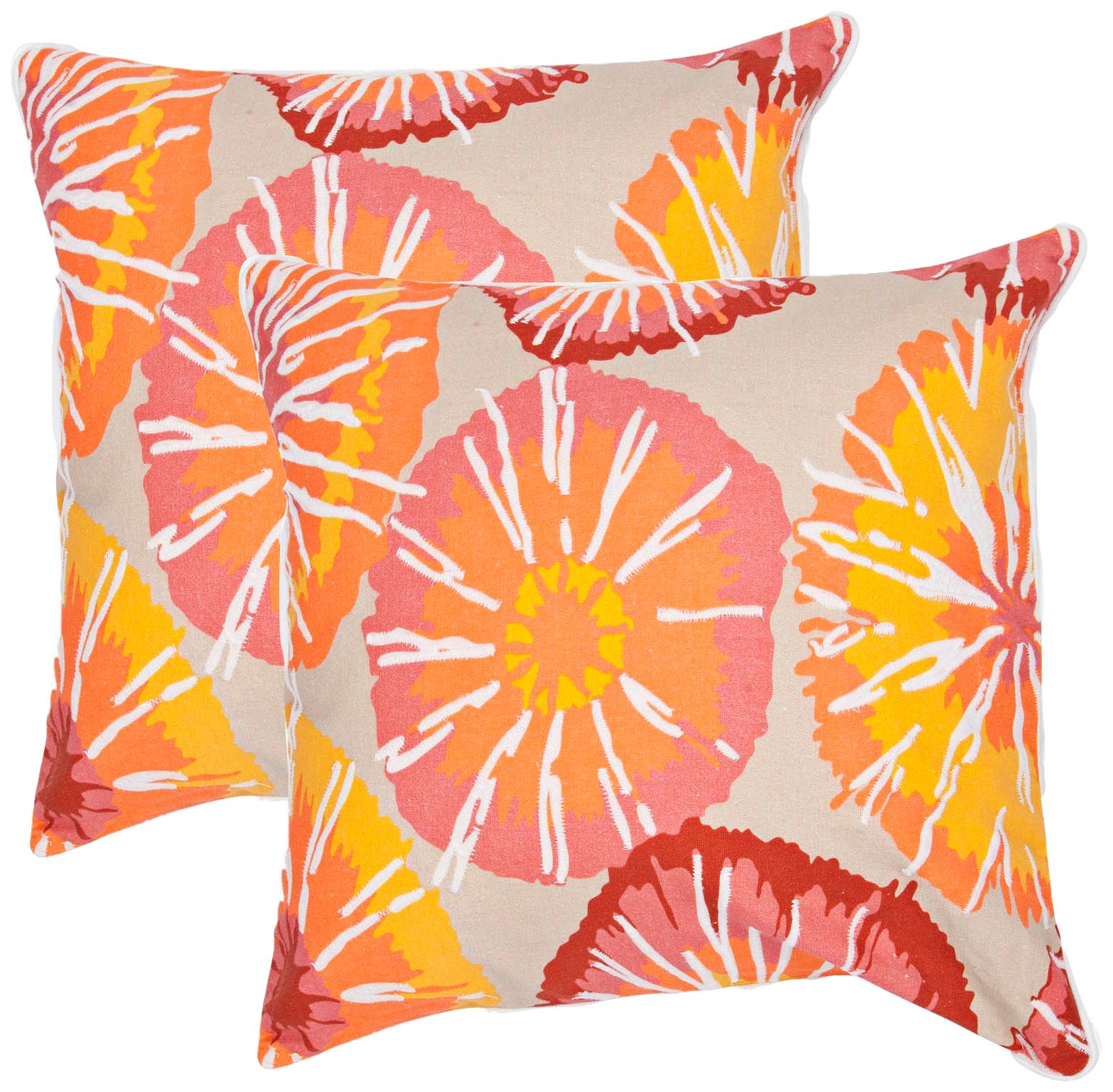 Textural Orange and Putty 18" Square Throw Pillow