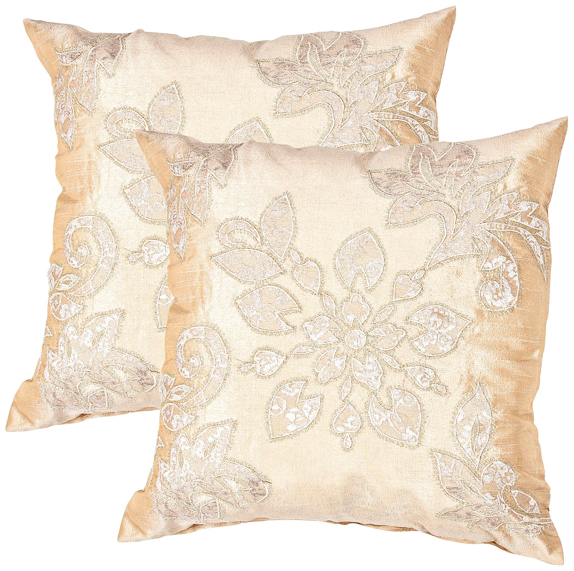 Textural Gold Floral 20" Square Throw Pillow