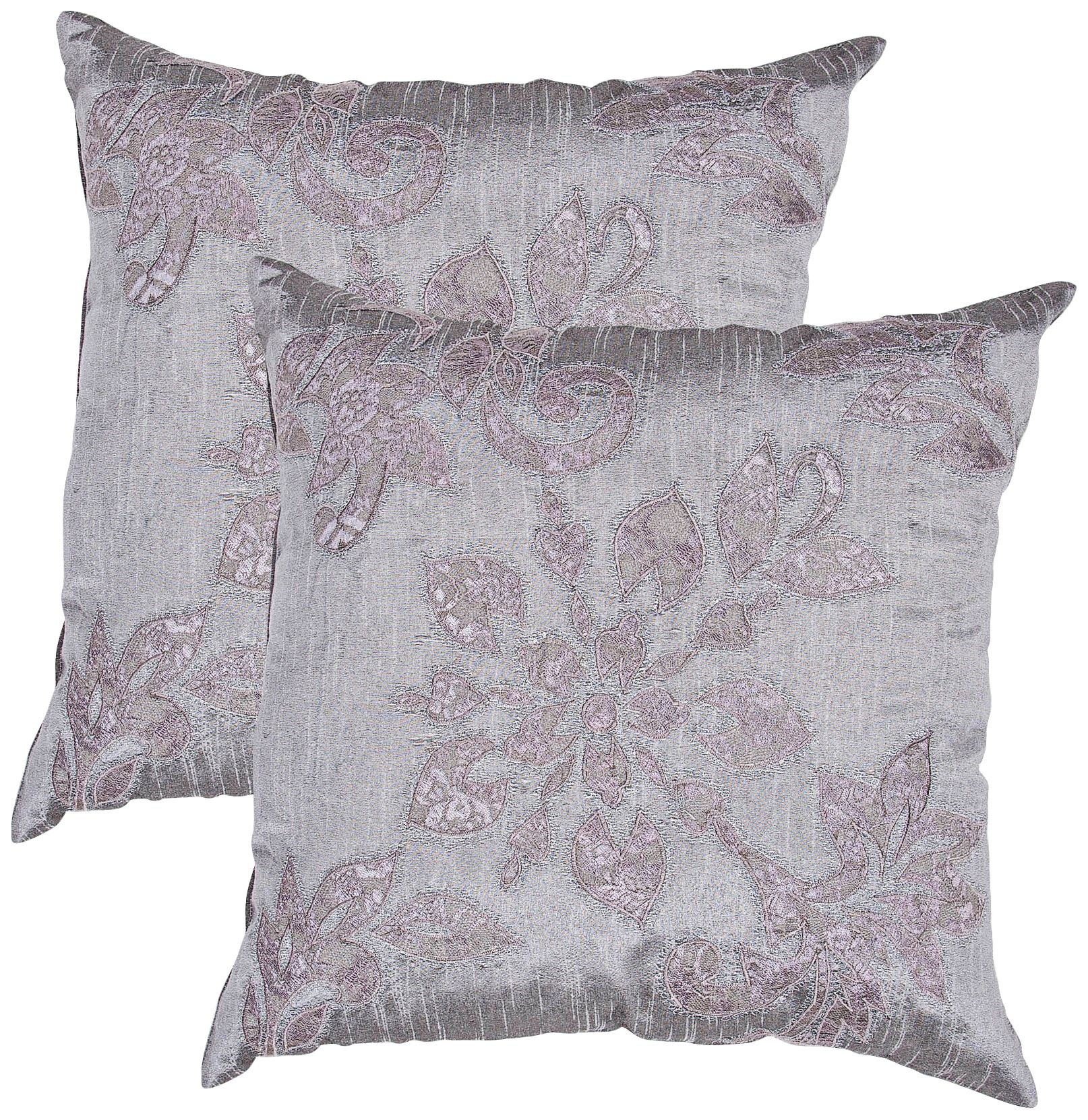 Textural Pewter Floral 20" Square Throw Pillow