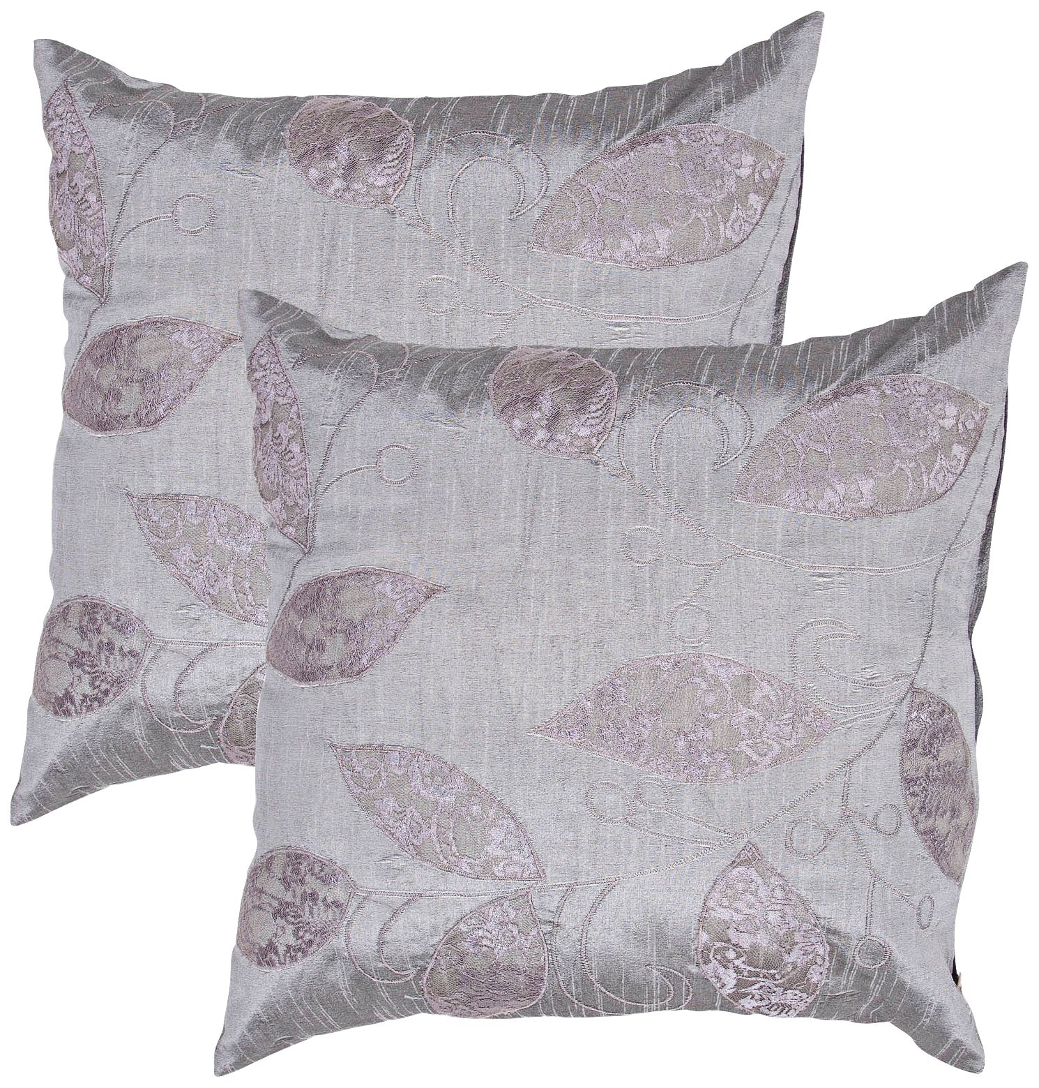 Textural Pewter Leaf 20" Square Throw Pillow