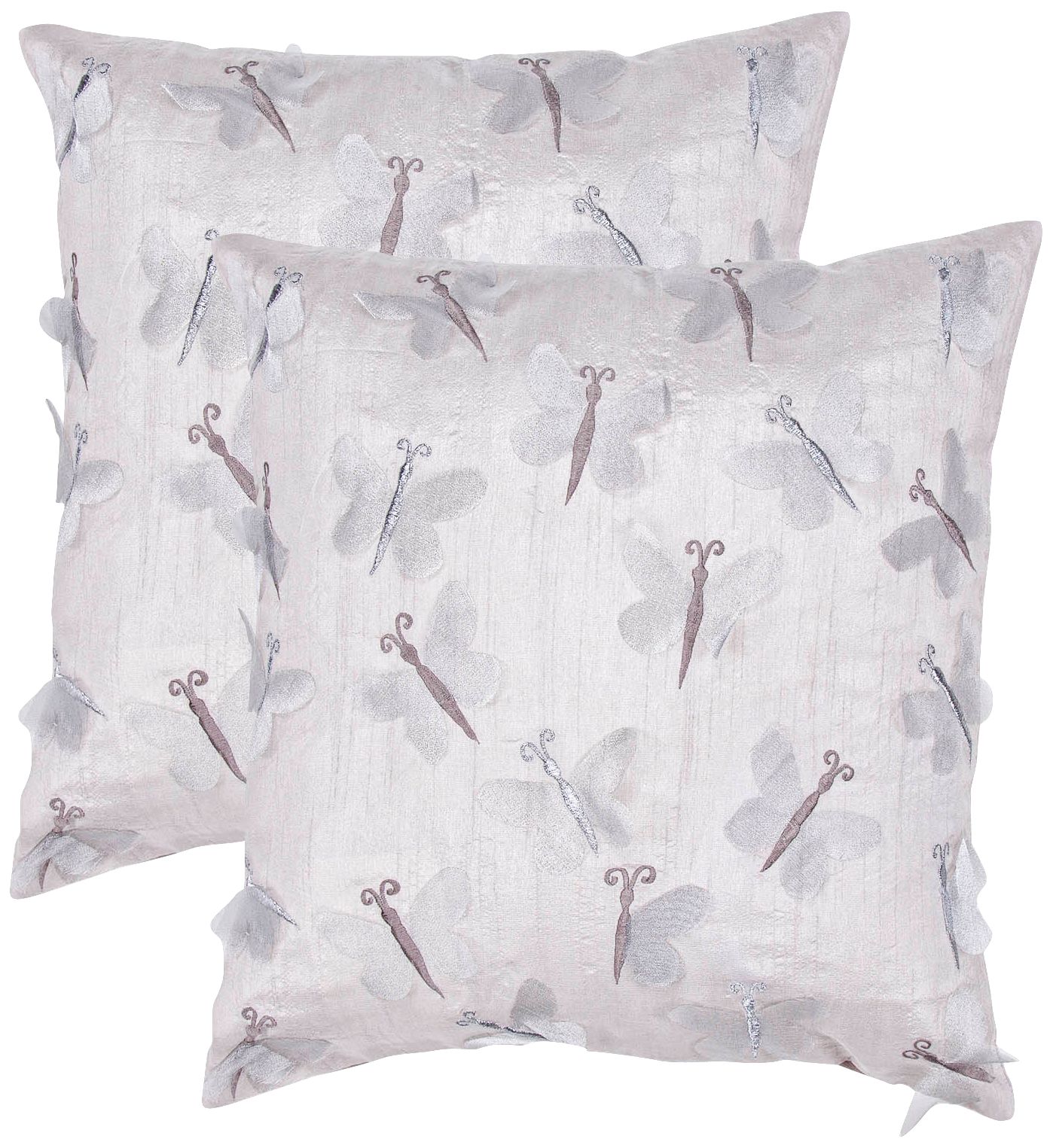 Textural Silver Butterfly 18" Square Throw Pillow