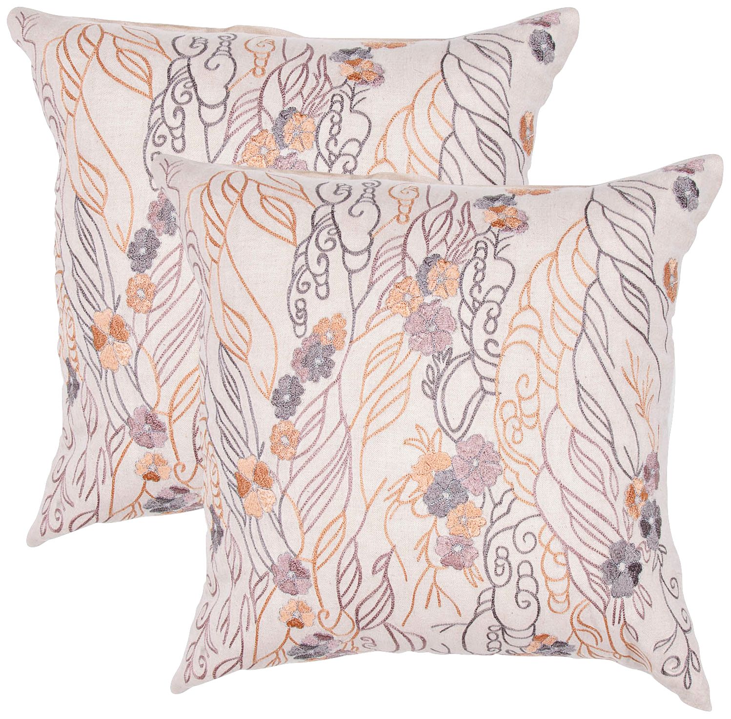 Textural Flax and Mauve 18" Square Throw Pillow