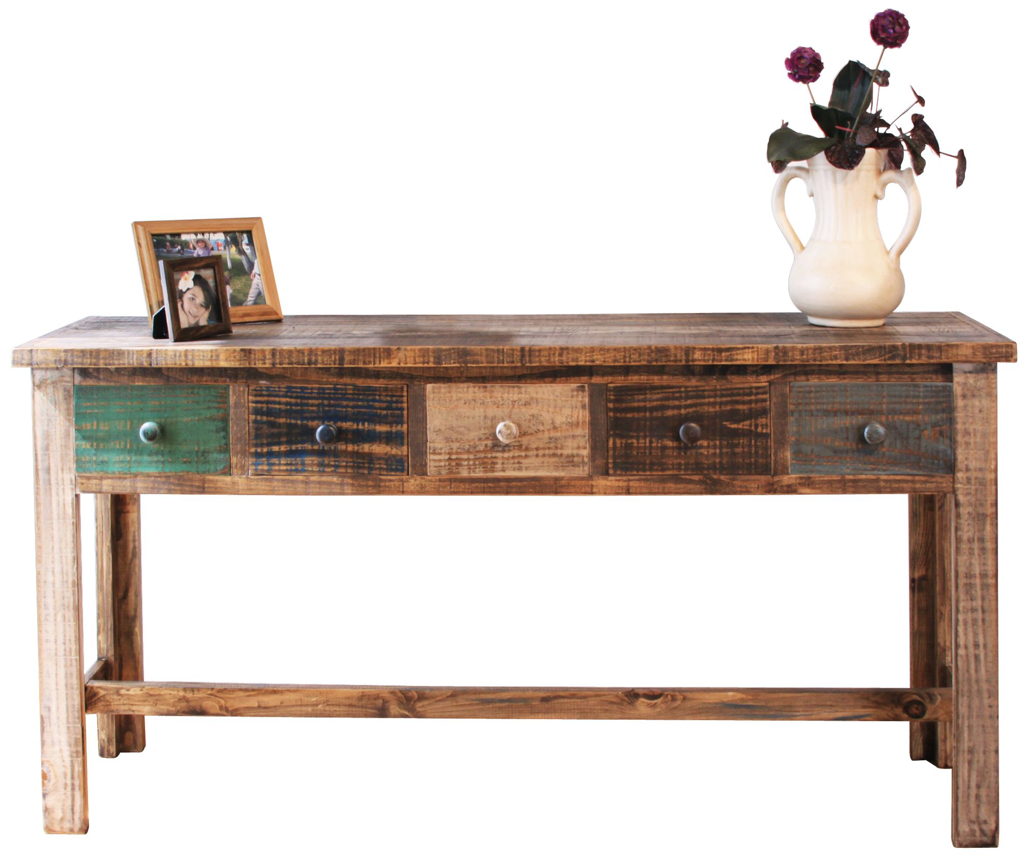 Multi-Color Pine Wood Console Table