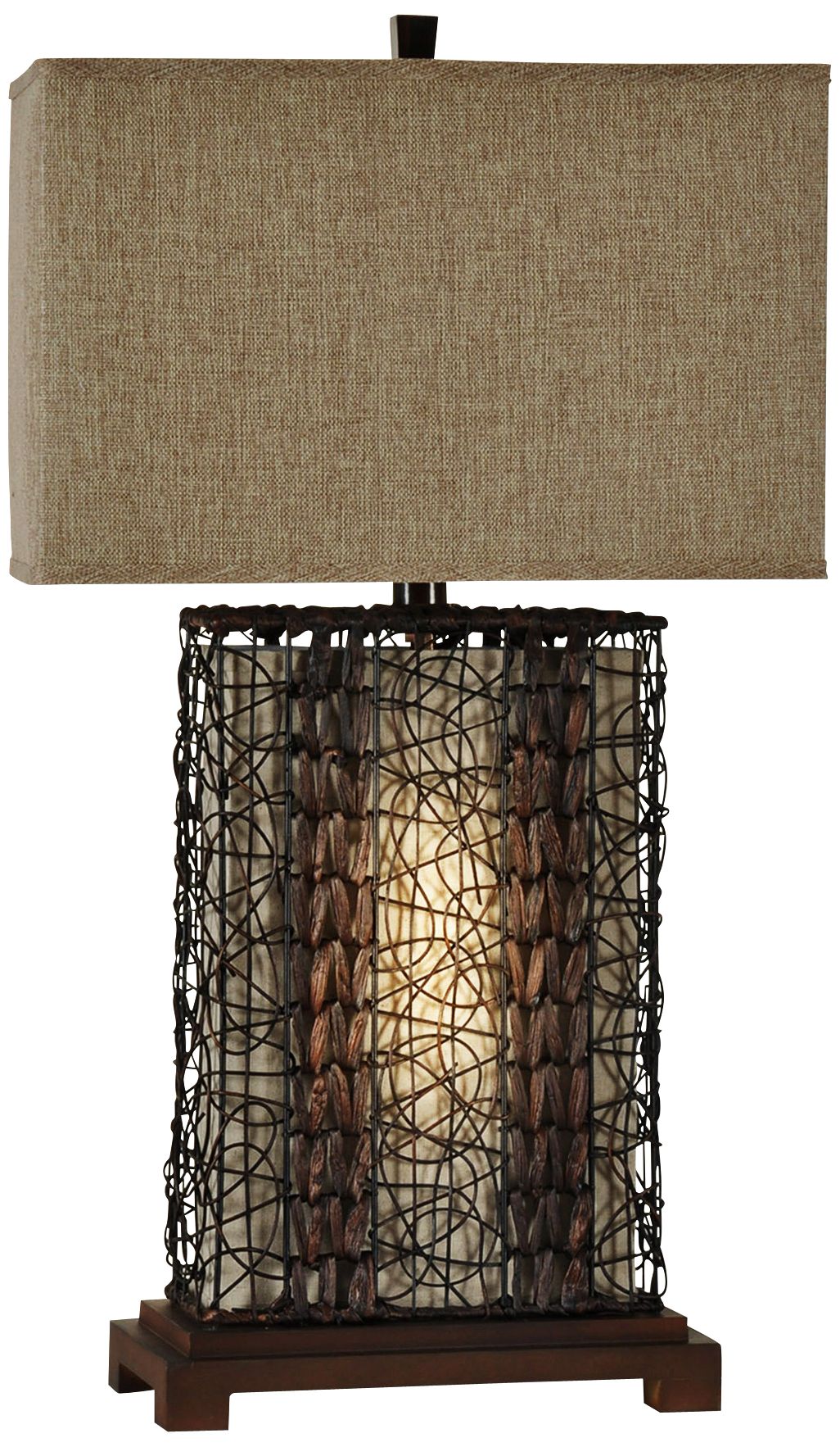 Free Port Rattan Wire Wood Table Lamp
