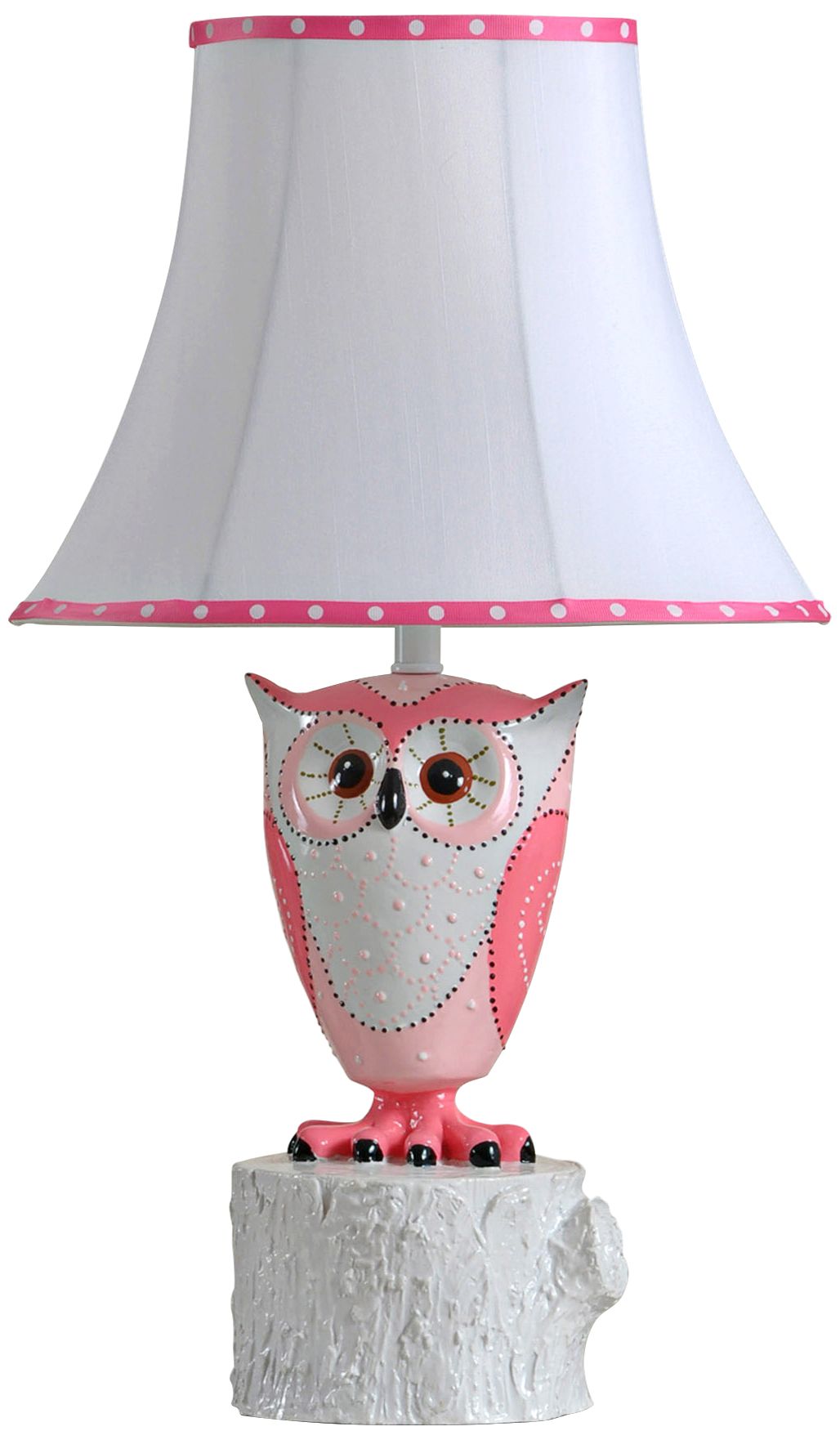 Pink Owl Silk Shade Table Lamp