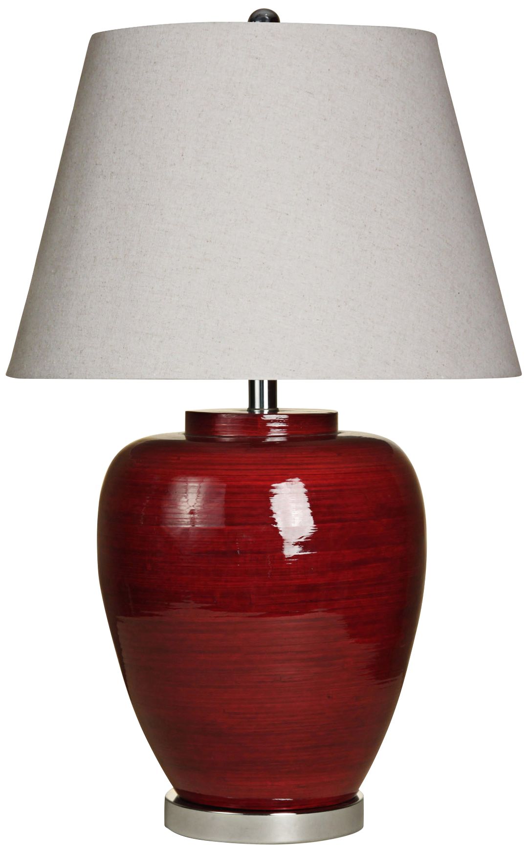 Ruby Red Spun Bamboo Table Lamp