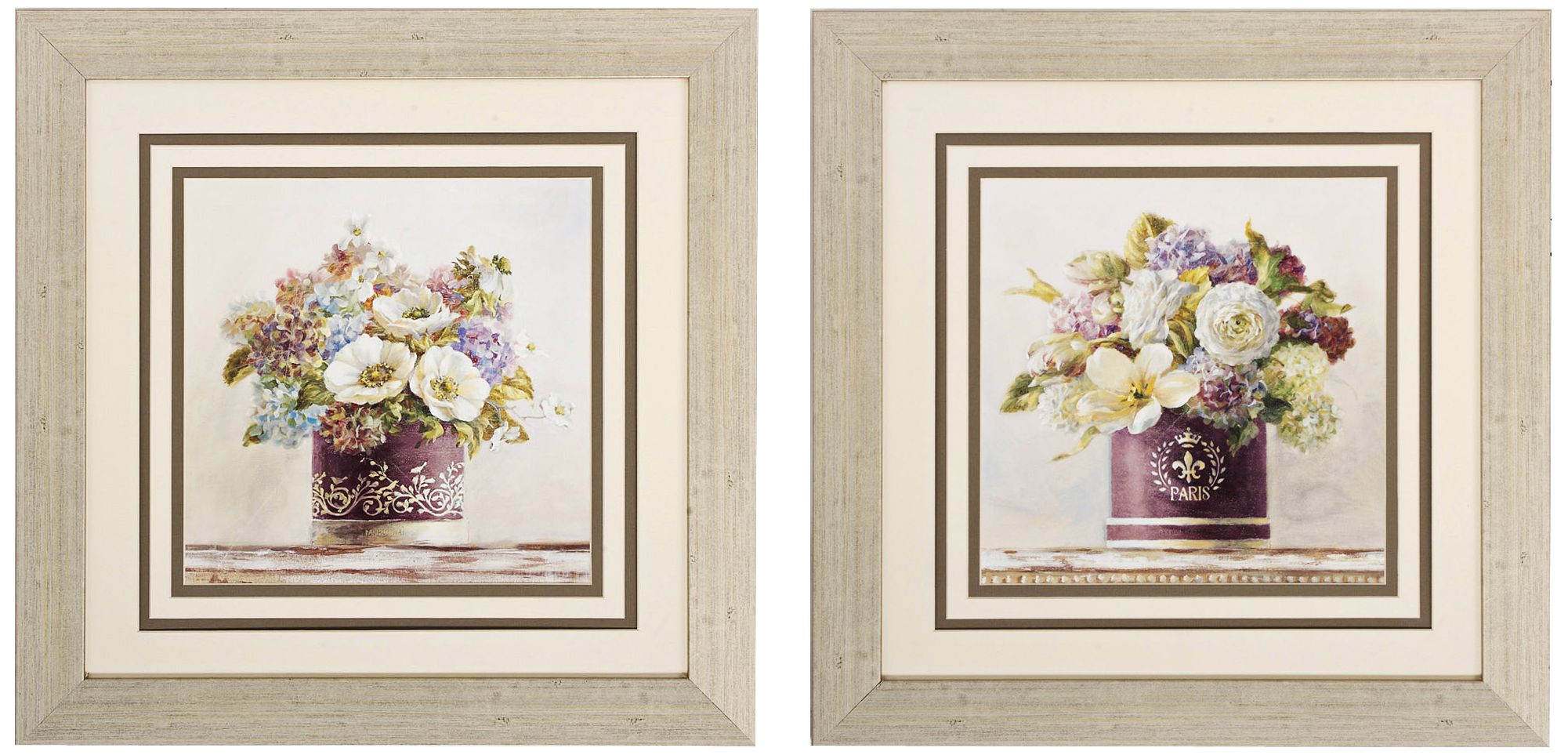 Set of 2 Anemones And Tulips 22" Square Floral Wall Art