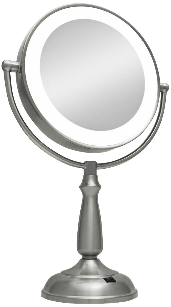 Satin Nickel 10X Magnification LED Lighted Vanity Mirror