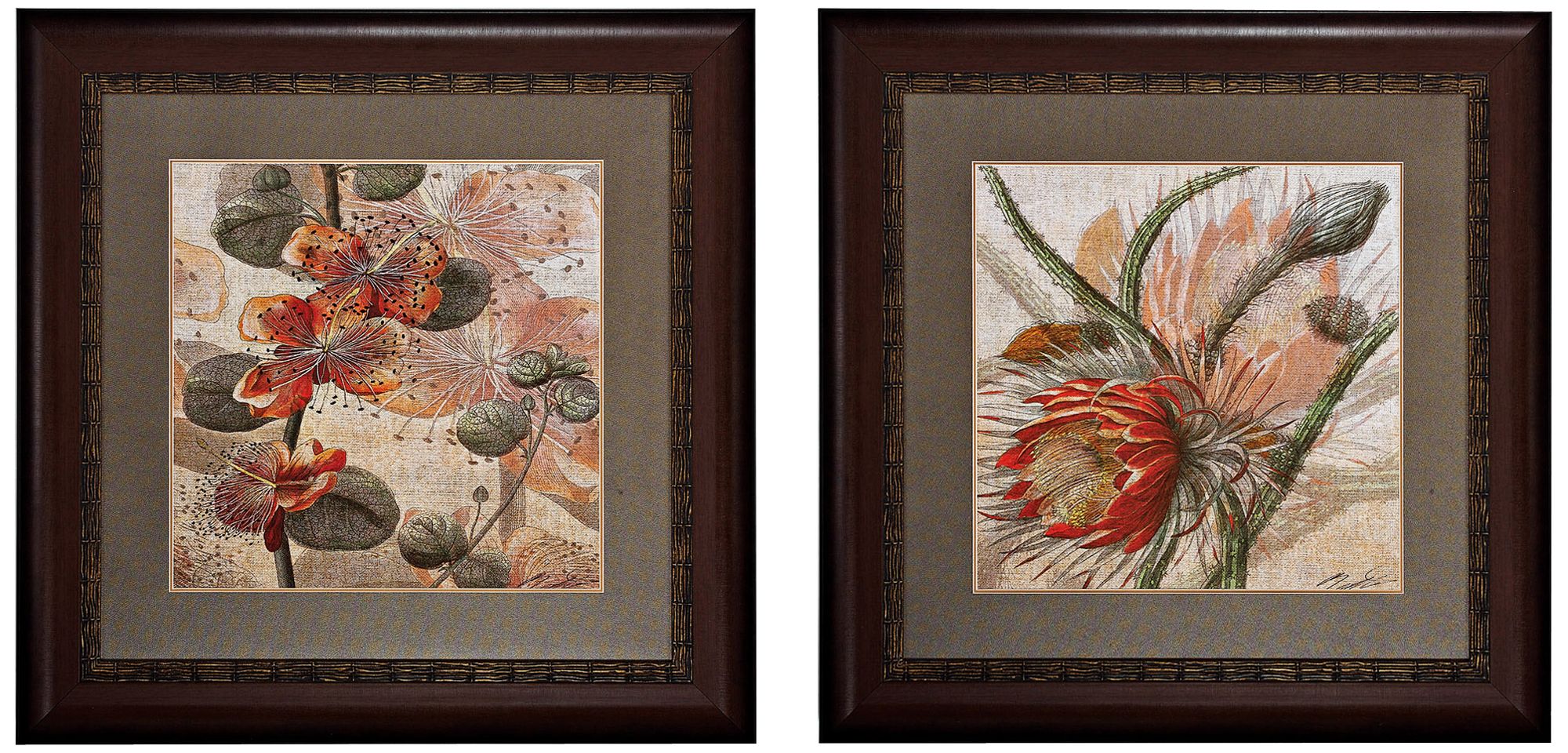 Set of 2 Botanicals I/II 30" Square Wall Art Prints