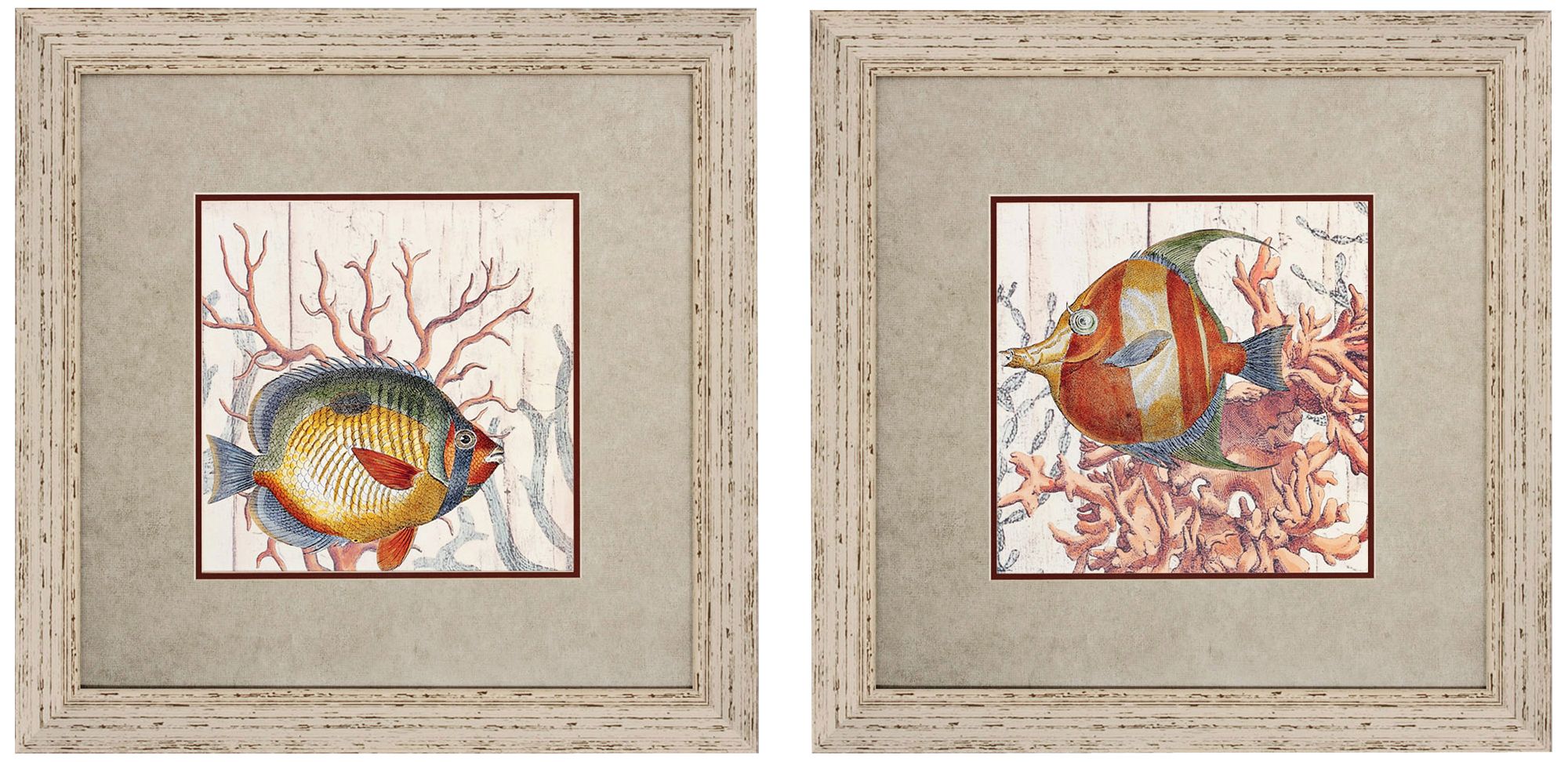 Set of 2 Coastal I/II 24" Square Framed Wall Art