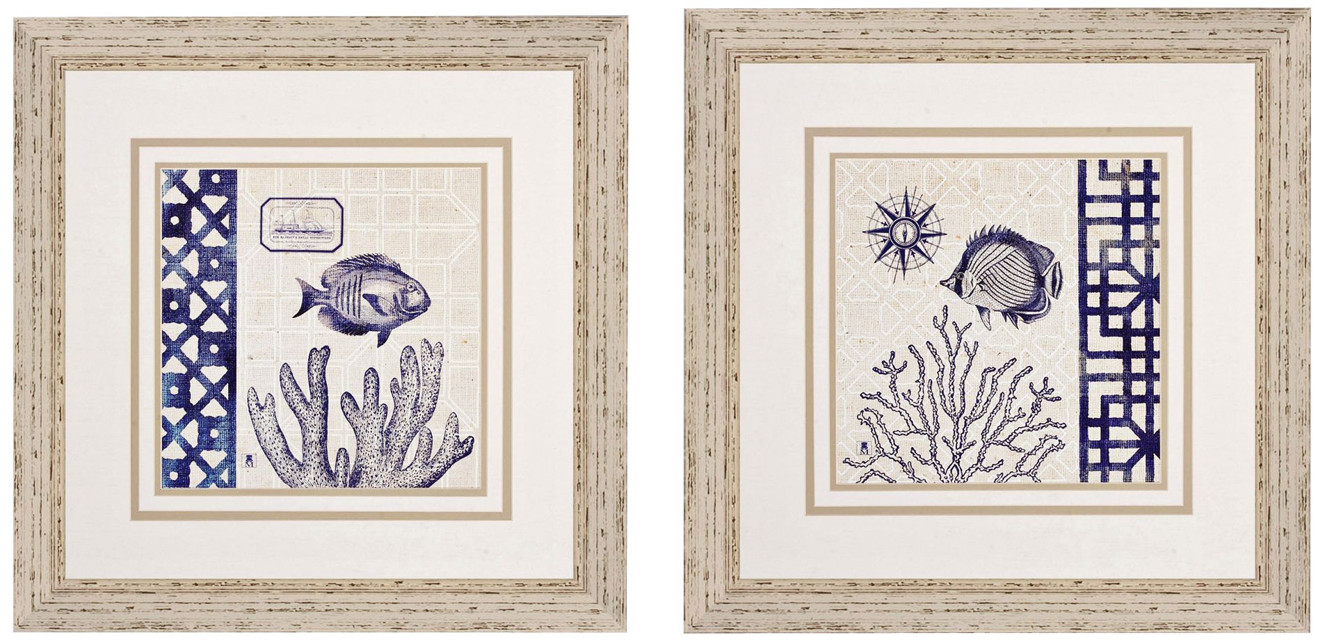 Set of 2 Sea Shore I/II 24" Square Coastal Wall Art