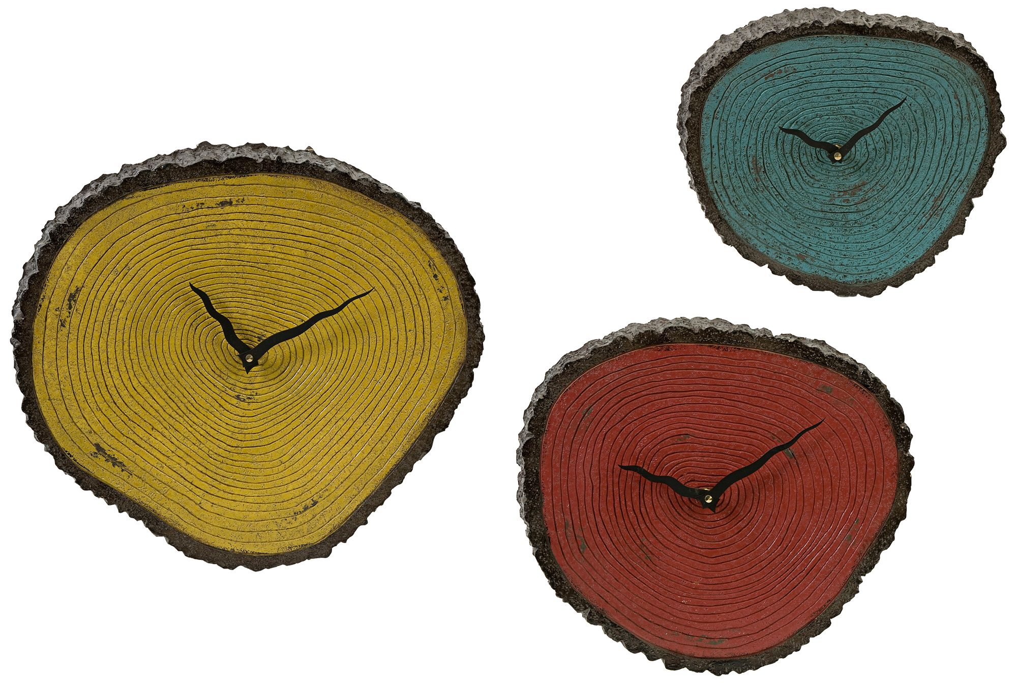 Set of 3 Morgan Sliced Branches Wall Clocks