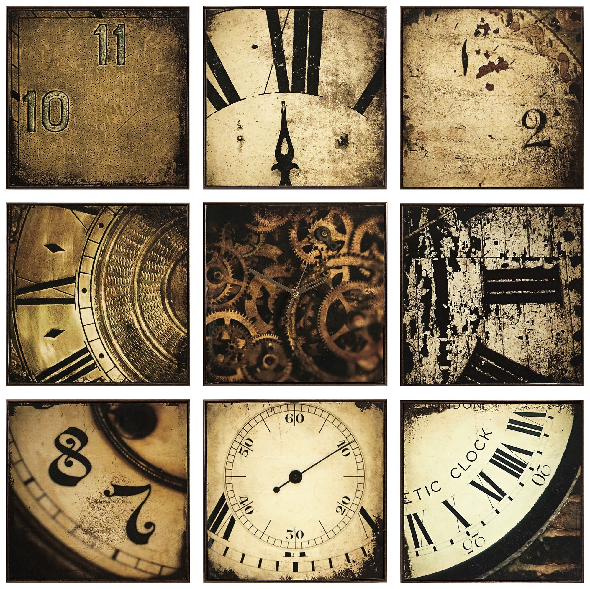 Nouvelle Set of 9 Clock Wall Art