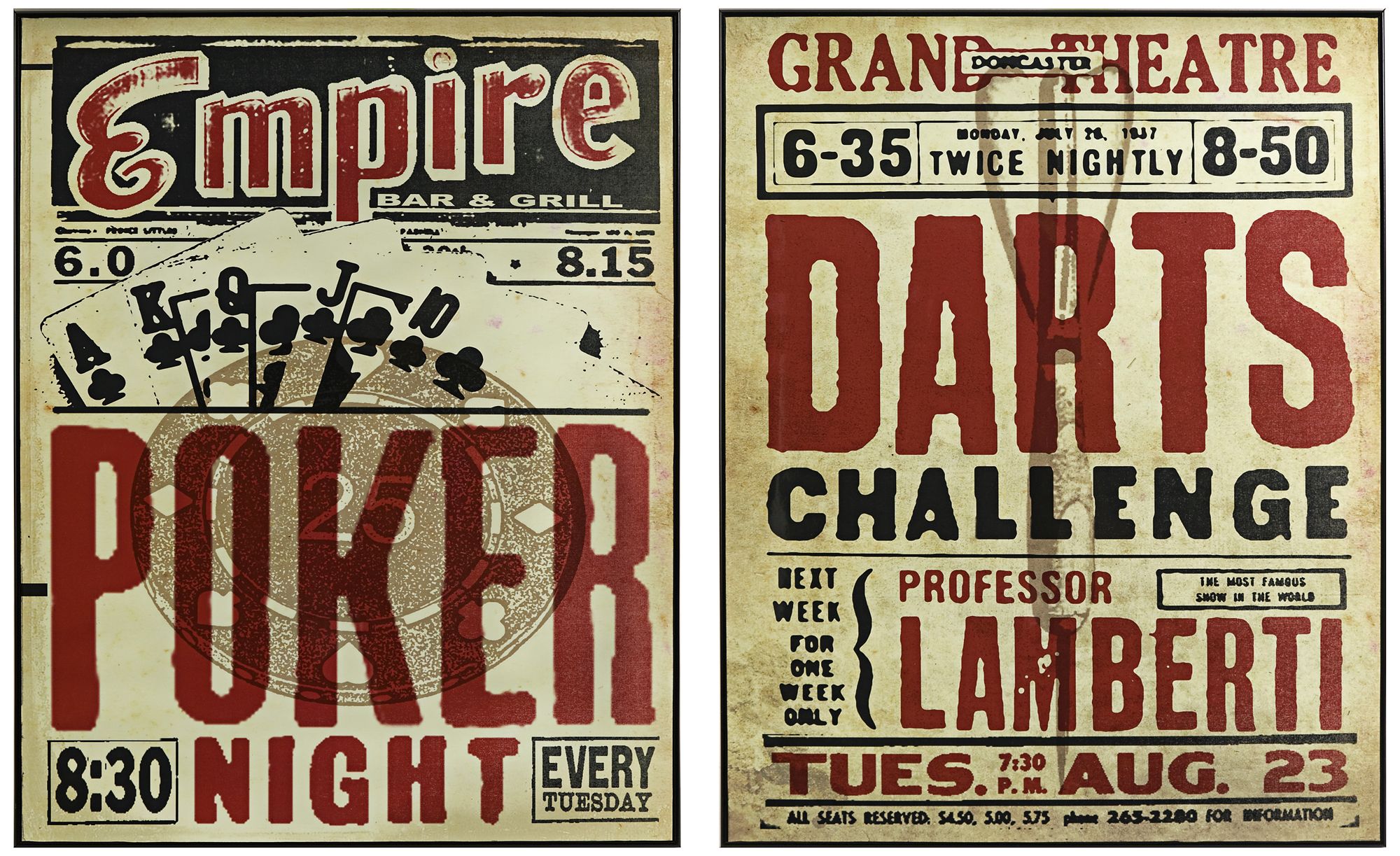 Set of 2 Poker and Darts Wall Art