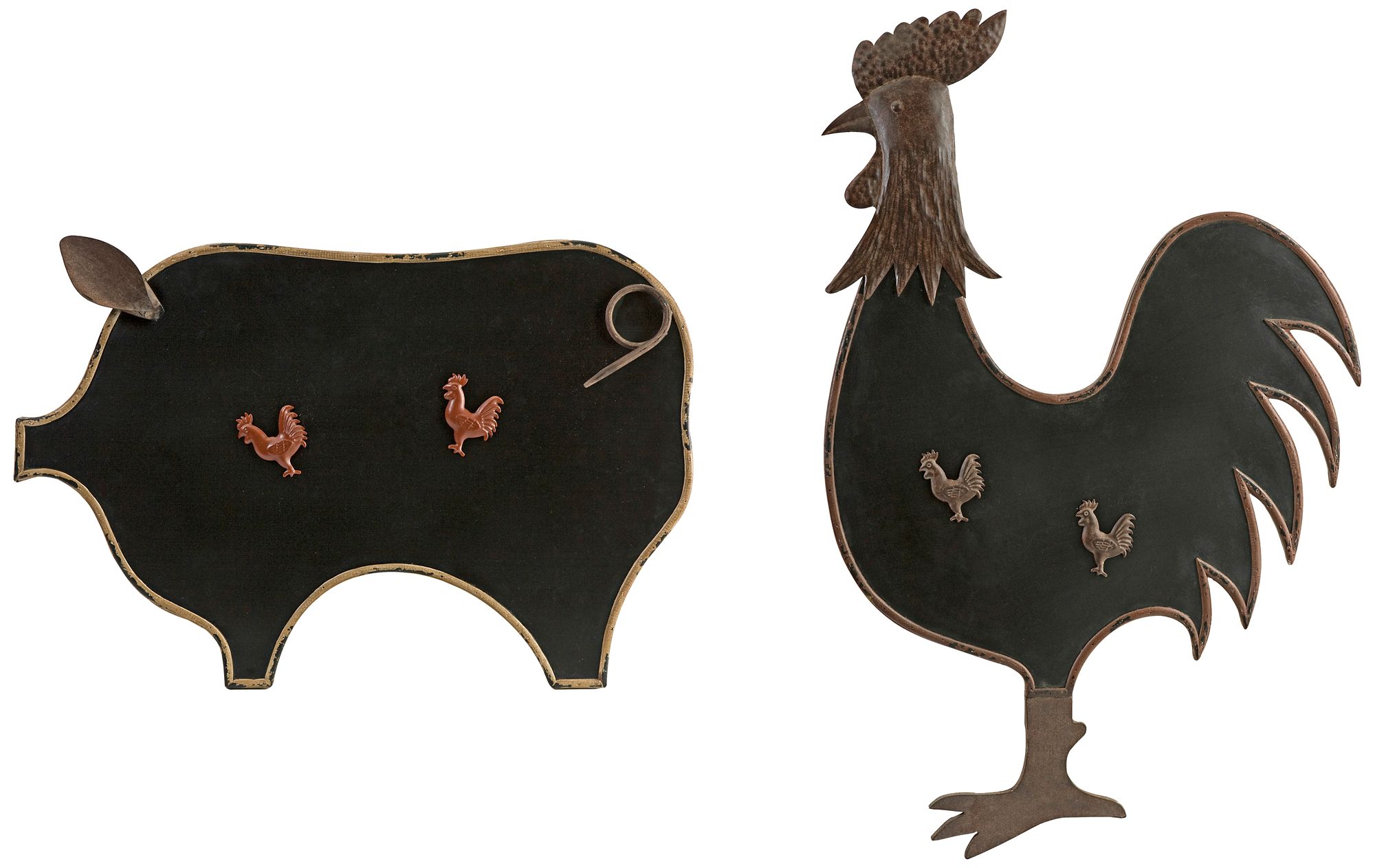 Set of 2 Farmyard Blackboard and Magnet Board Wall Art