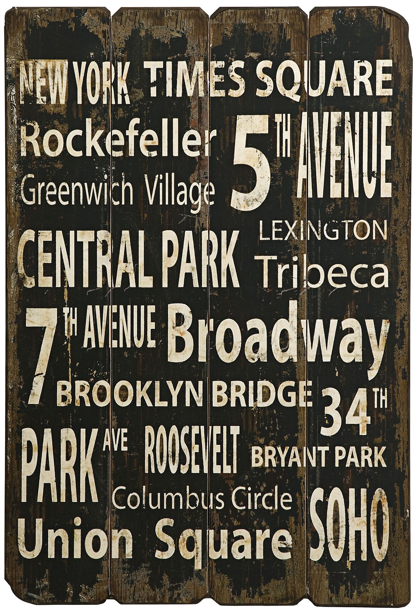 New York 38 1/2" High Distressed Black and White Wall Art