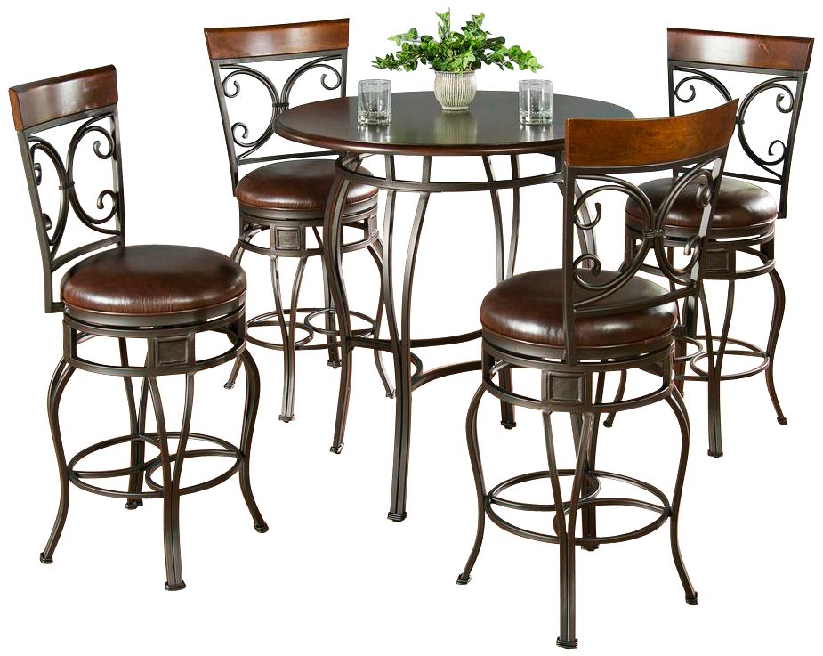Delato Pub Table with 4 Treviso Bar Stools