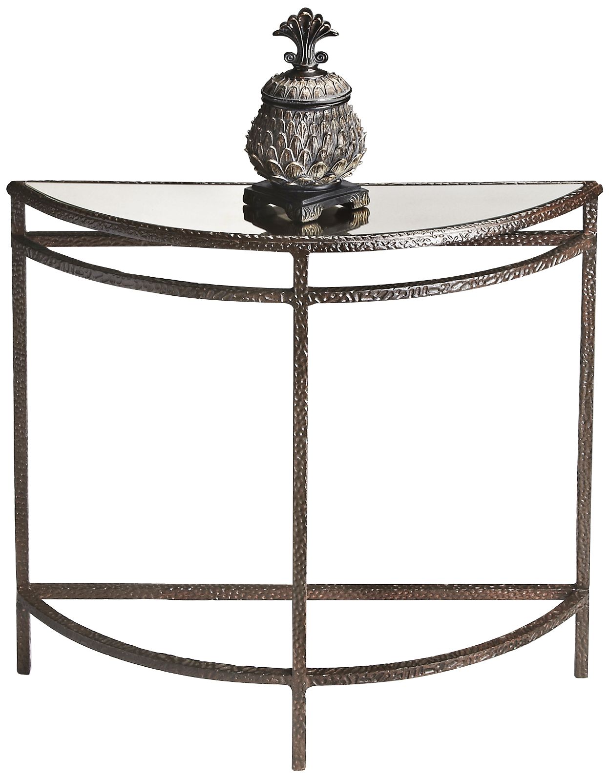 Metalworks Smoke Gray Demilune Console Table