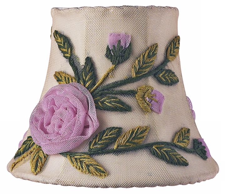 Ivory Embroidered Shade 3x5x4.25 (Clip-On)