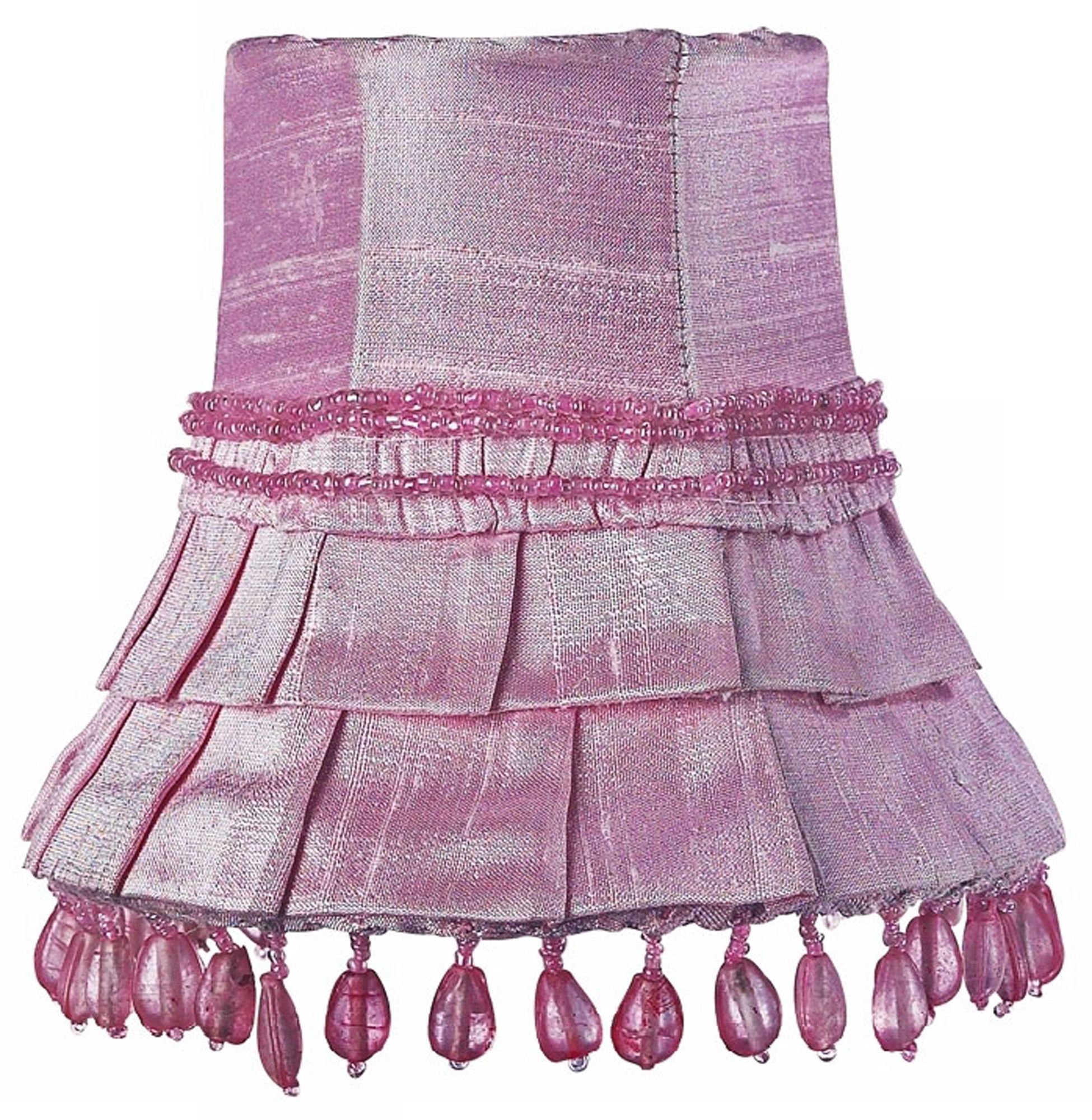 Pink Silk Beaded Shade 3x5x4.25 (Clip-On)