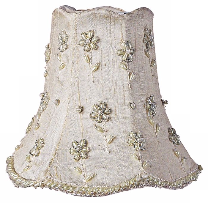 Ivory Pearl Flower Silk Bell Shade 2.75x5x4.75 (Clip-On)