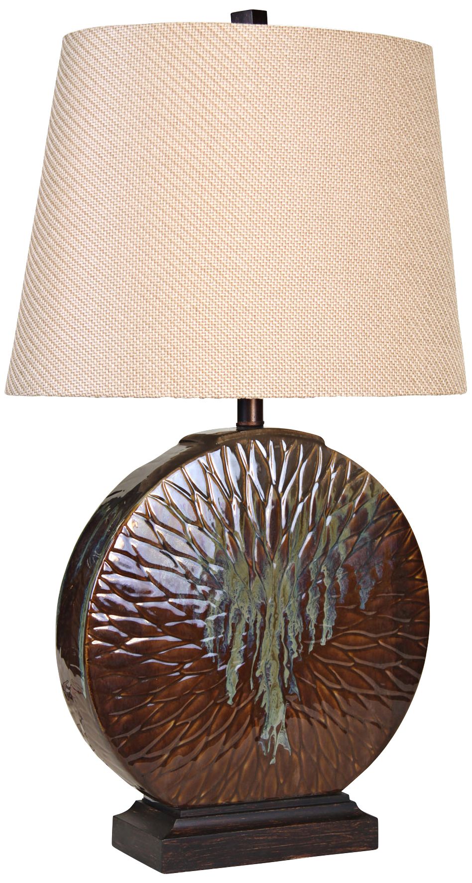 Cinnamon Ridge Bleeding Paint Round Ceramic Table Lamp