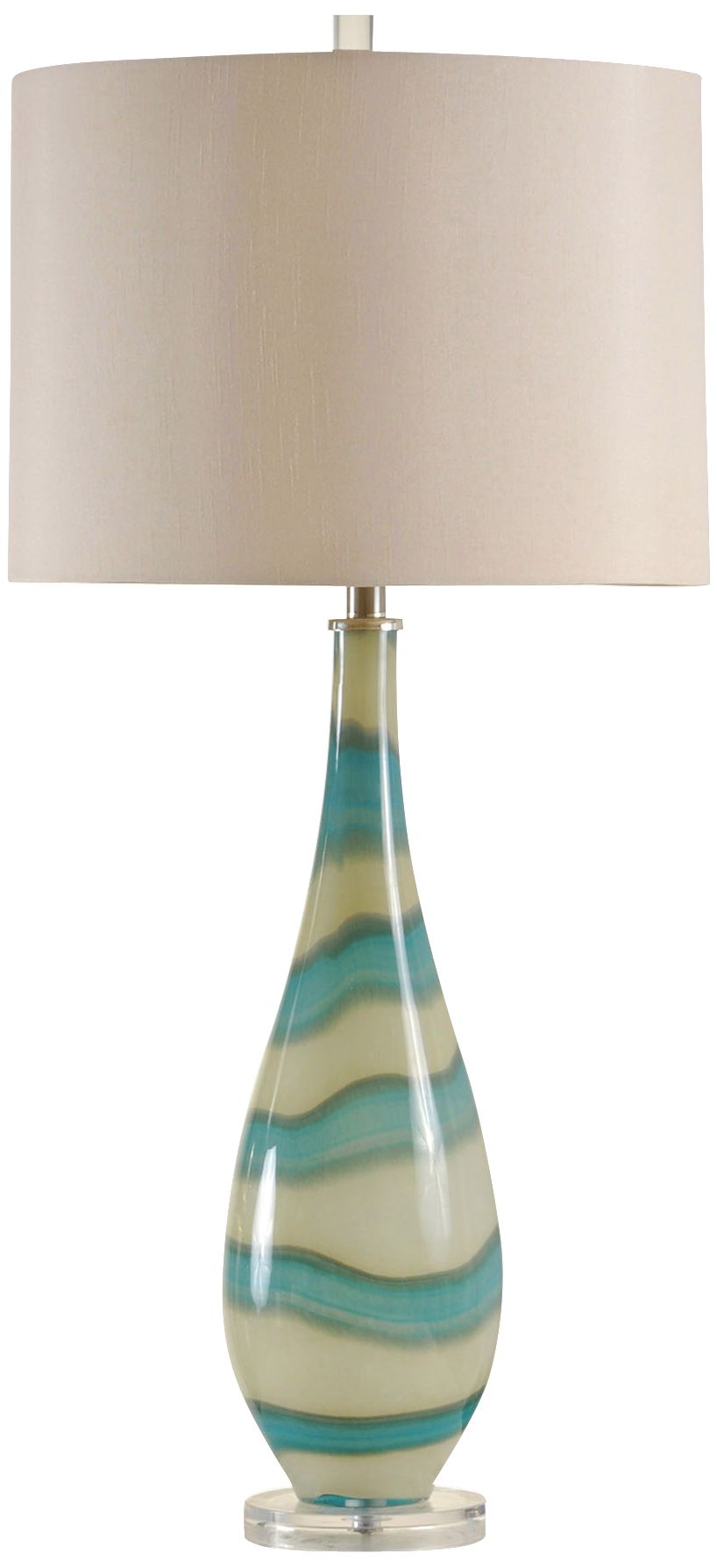 Amelie Turquoise And Sand Glass Contemporary Table Lamp