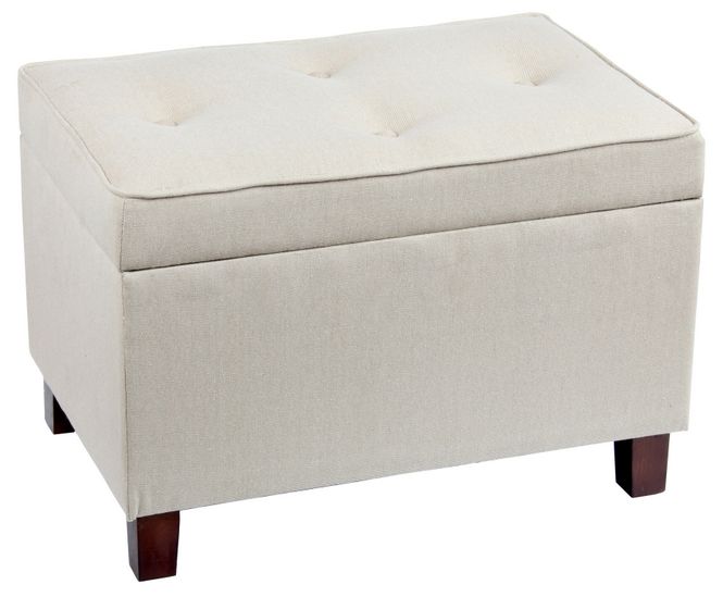 Ivory Rectangular Tufted Storage Ottoman