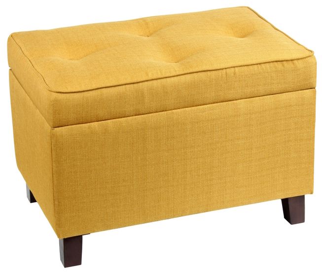 Yellow Rectangular Tufted Storage Ottoman