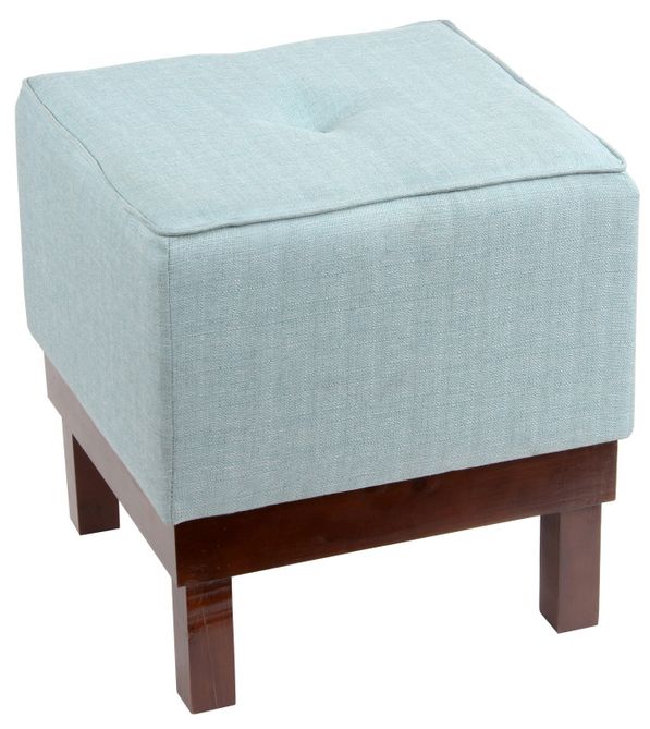 Cube Wooden Leg Tufted Ottoman