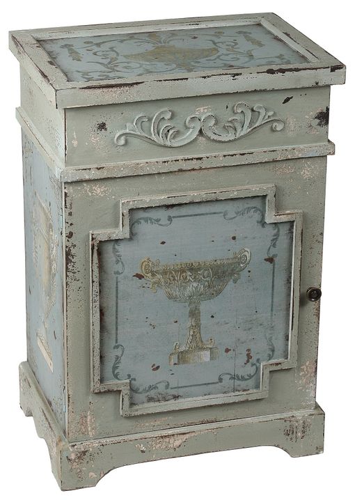 French Painted Urn Distressed Side Table